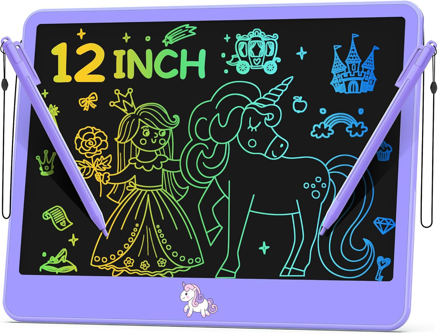 LCD Writing Tablet for Kids 12 Inch, Kids Learning Toys Drawing Pad for Boys Girls, Erasable Doodle Board for Toddlers 3 4 5 6 7 8 Year Old Travel Essentials, Christmas Birthday for Kids - Purple