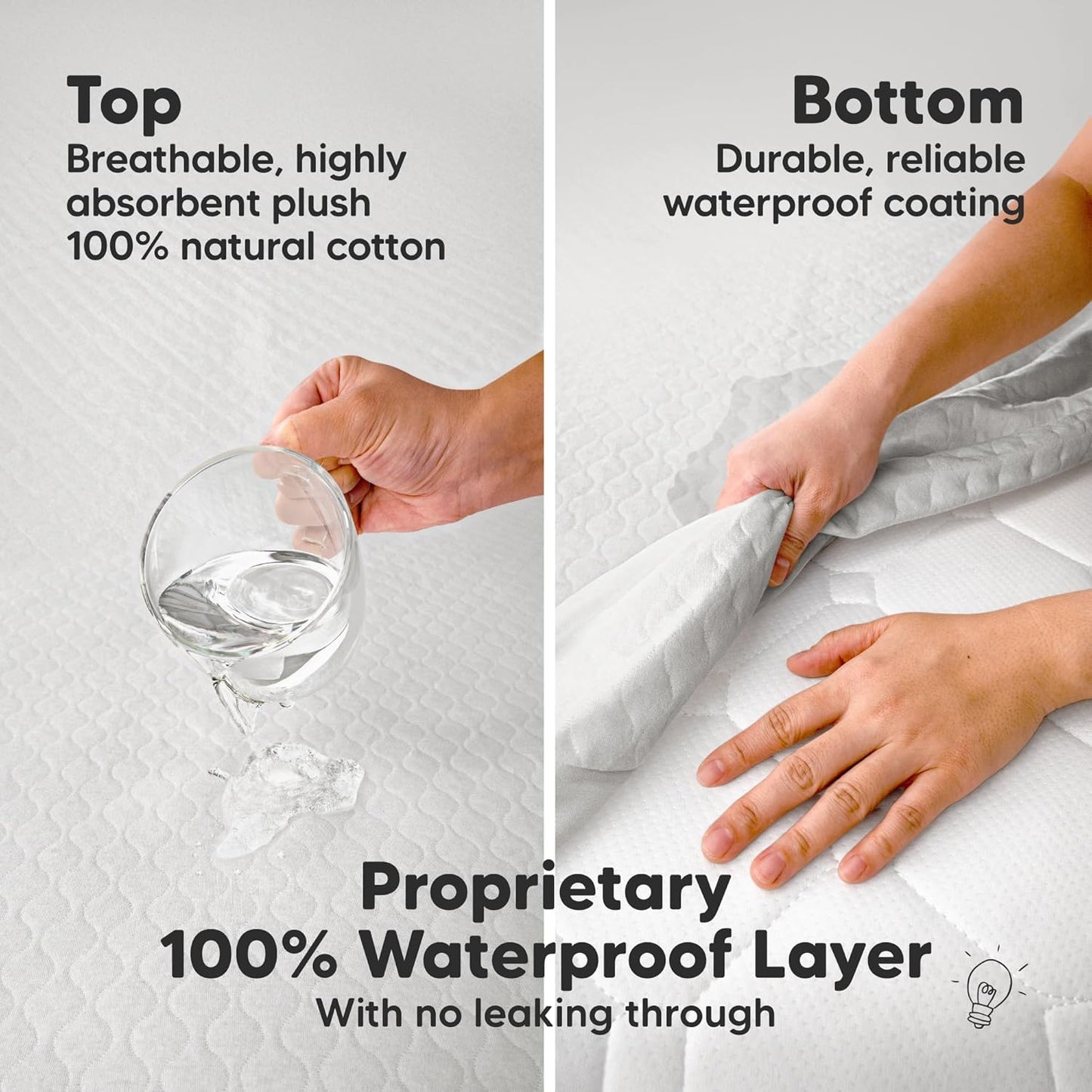 Waterproof Crib Mattress Protector Cover Fitted - 2-Pack Quiet Baby Crib Mattress Pad Sheets, 52" x 28" Soft Quilted Cotton Baby Sheet, Machine Washable, Easy Fit, Durable (Pearl Gray/Mavy)