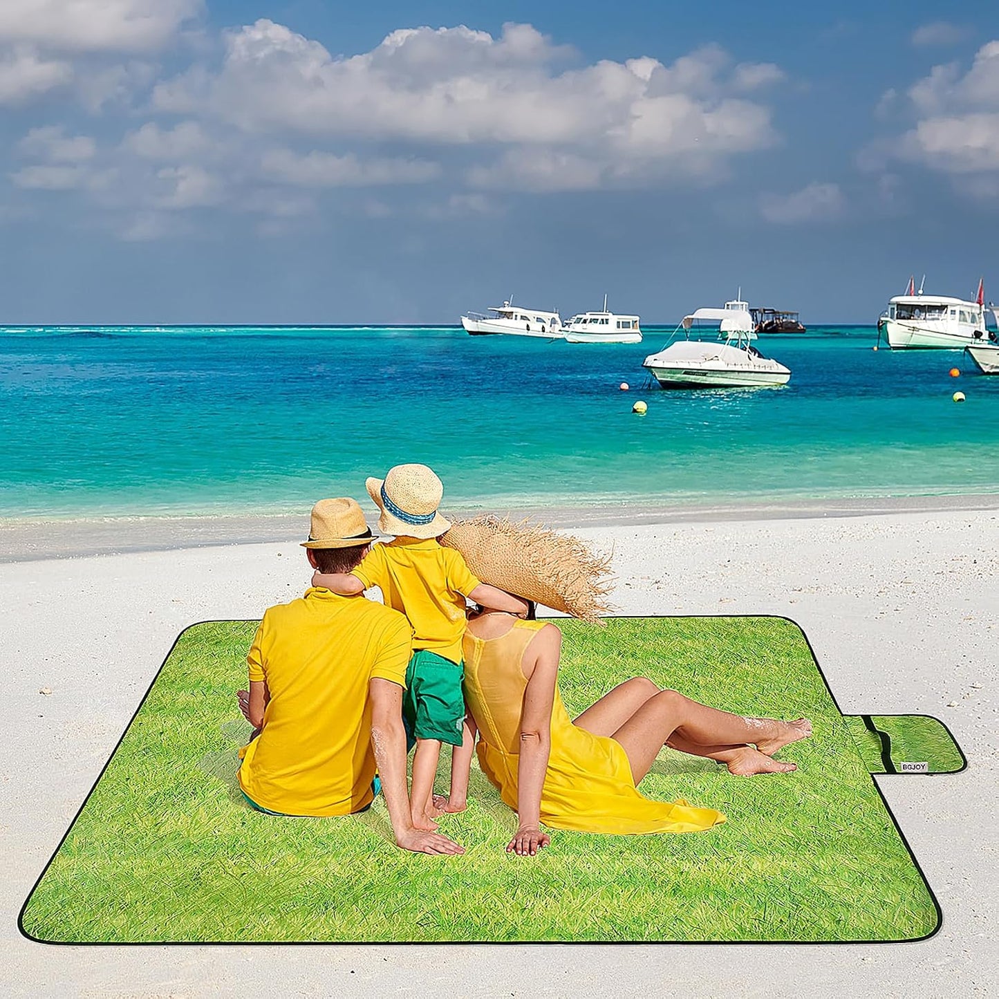 Large Beach Blanket Waterproof Sandproof Picnic Blankets Outdoor Blanket Foldable Beach Mat Sandfree with Carry Strap Lightweight Beach Blankets fit 2 to 4 Adults for Beach Camping Grass Lawn Park