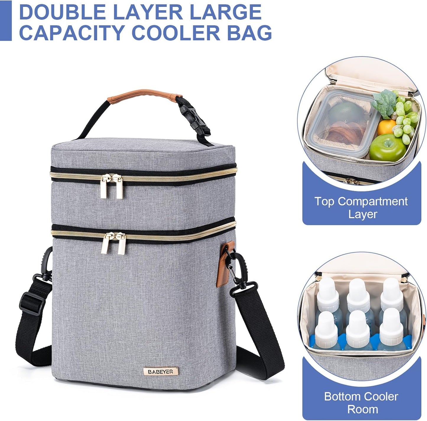 Breastmilk Cooler Bag with Ice Pack Fits 6 Baby Bottles Up to 9 Ounce