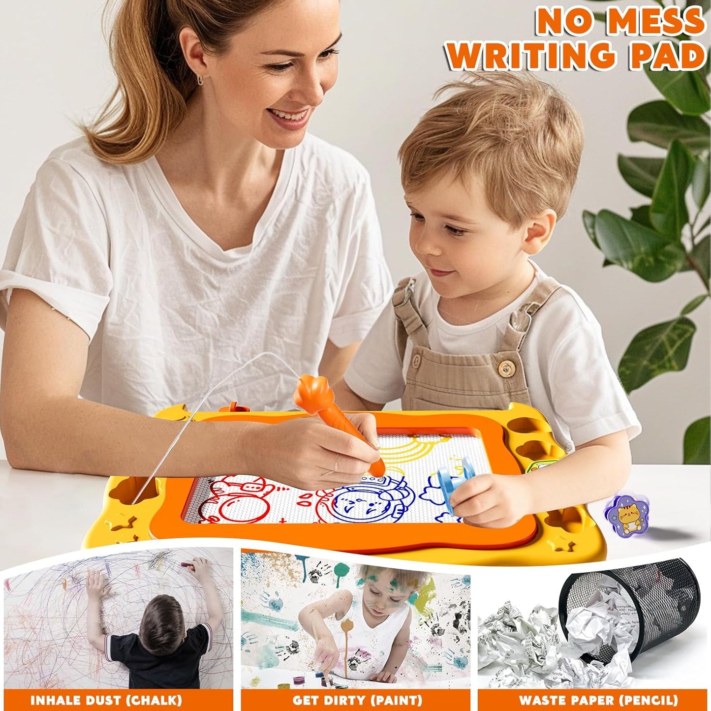 Large Magnetic Drawing Board Toddler Toys for 3 4 5 6 Year Old Kids Girls Boys, Doodle Board Montessori Preschool Educational Travel Toys Gifts for 3 4 5 6 Year Old Etch Sketch Erasable Writing Pad