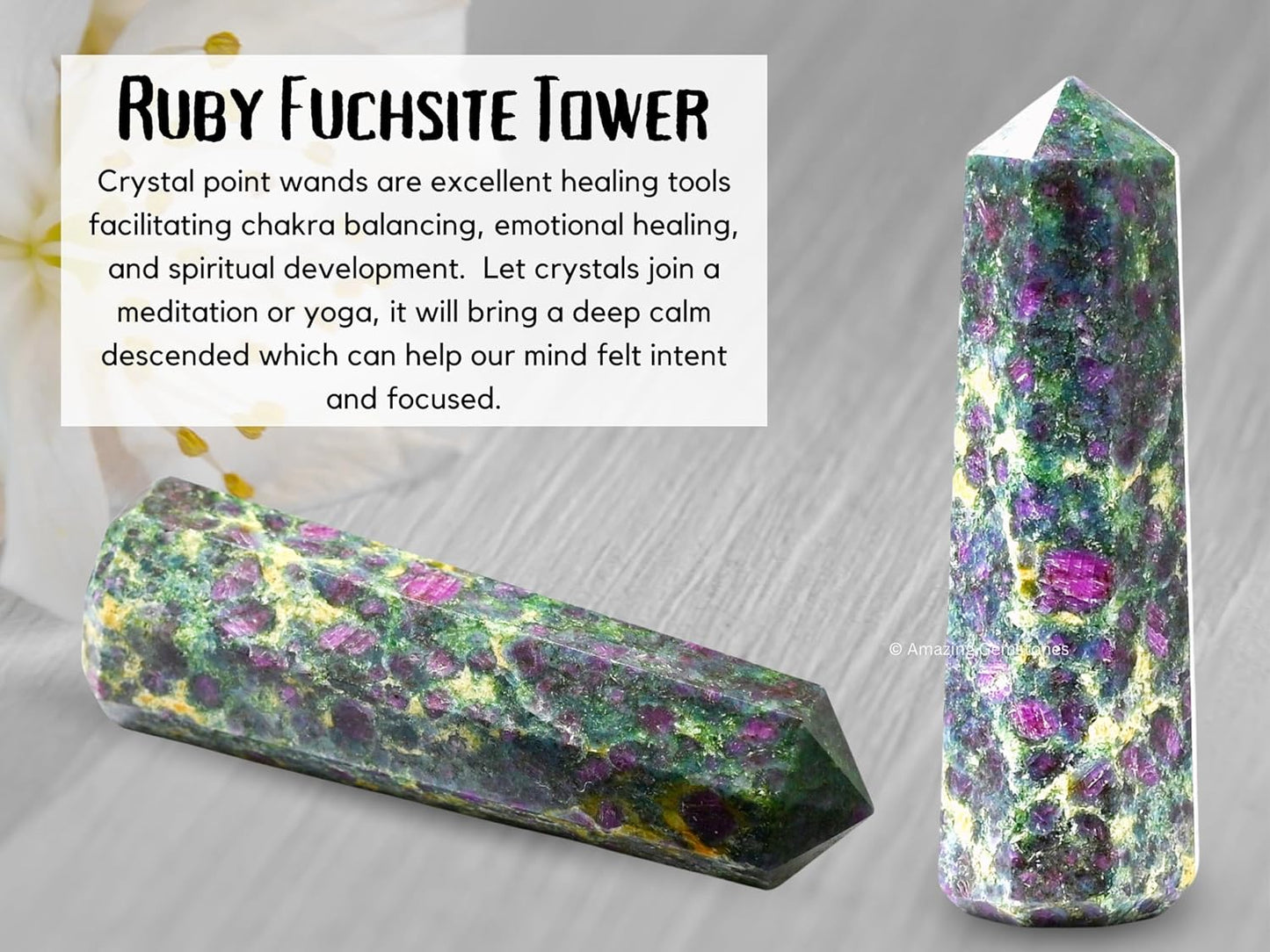 Amazing Gemstone Ruby Fuchsite Crystal Towers ~ Natural Healing Crystal Point Obelisk for Reiki Healing and Crystal Grid (2 to 3 INCH)