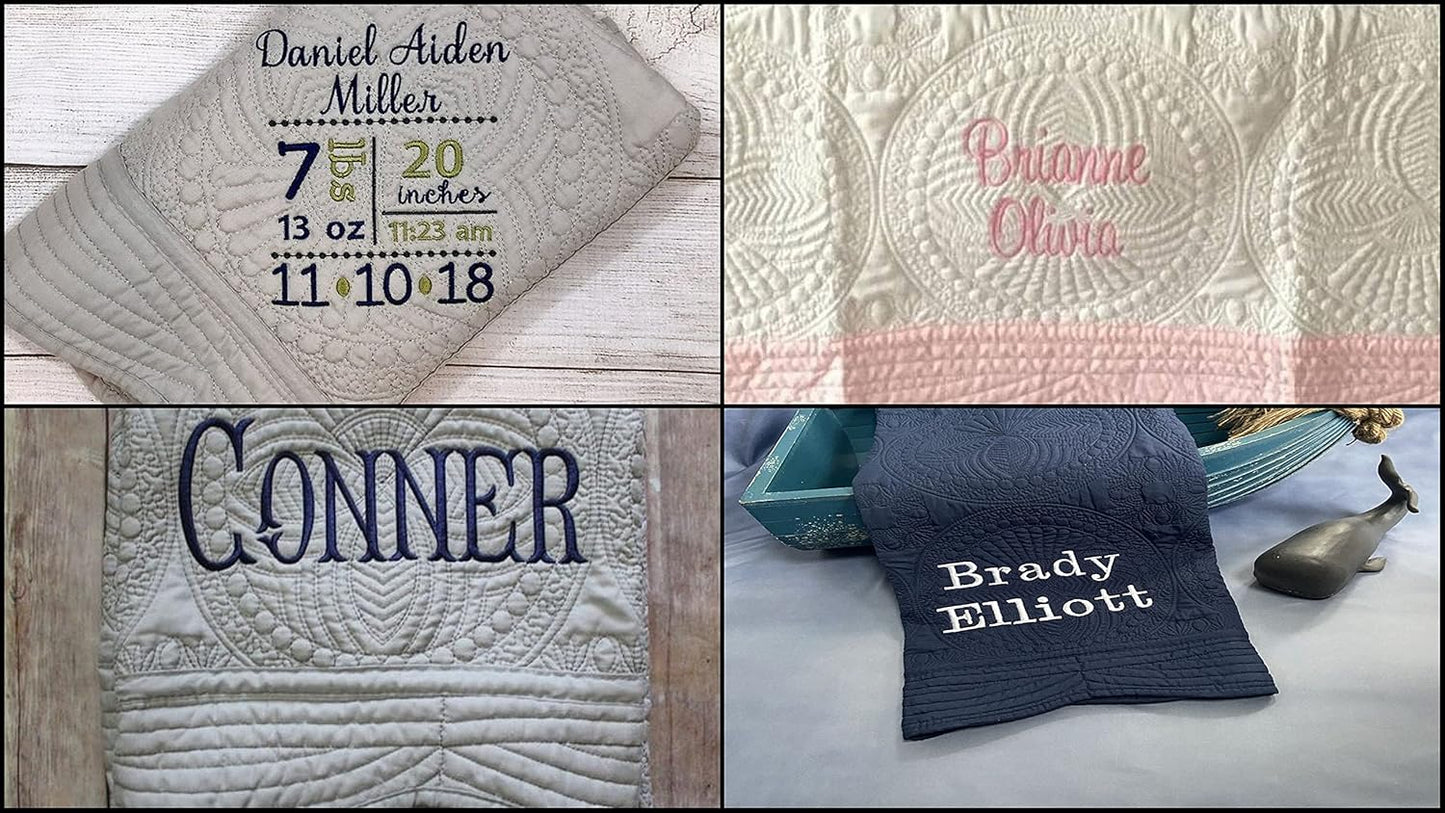 Personalized Baby Blanket Baby Quilt Monogrammed Blankets for Boys and Girls Embroidered Baby Gifts Monogram