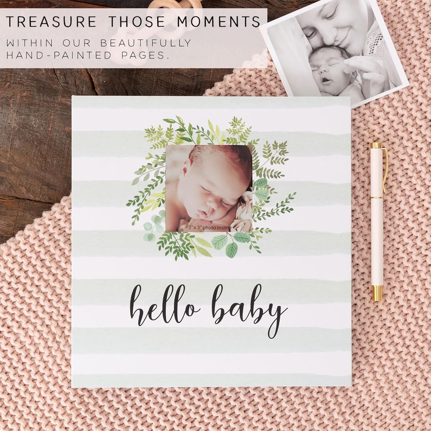 Baby Memory Book First 5 Years - Keepsake Monthly Milestone Journal for Boy or Girl - Pregnancy Gift for Baby Shower - Gender Neutral Record Book with Gift Box - Personalize Cover with Baby Photo