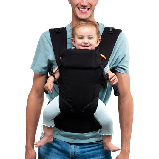 Beco Gemini Baby Carrier from Newborn to Toddler - Certified Ergonomic Newborn Baby Carrier for Infants and Children of 7-35 lbs - M Shape, Adjustable Seat, 100% Cotton (Metro Black)