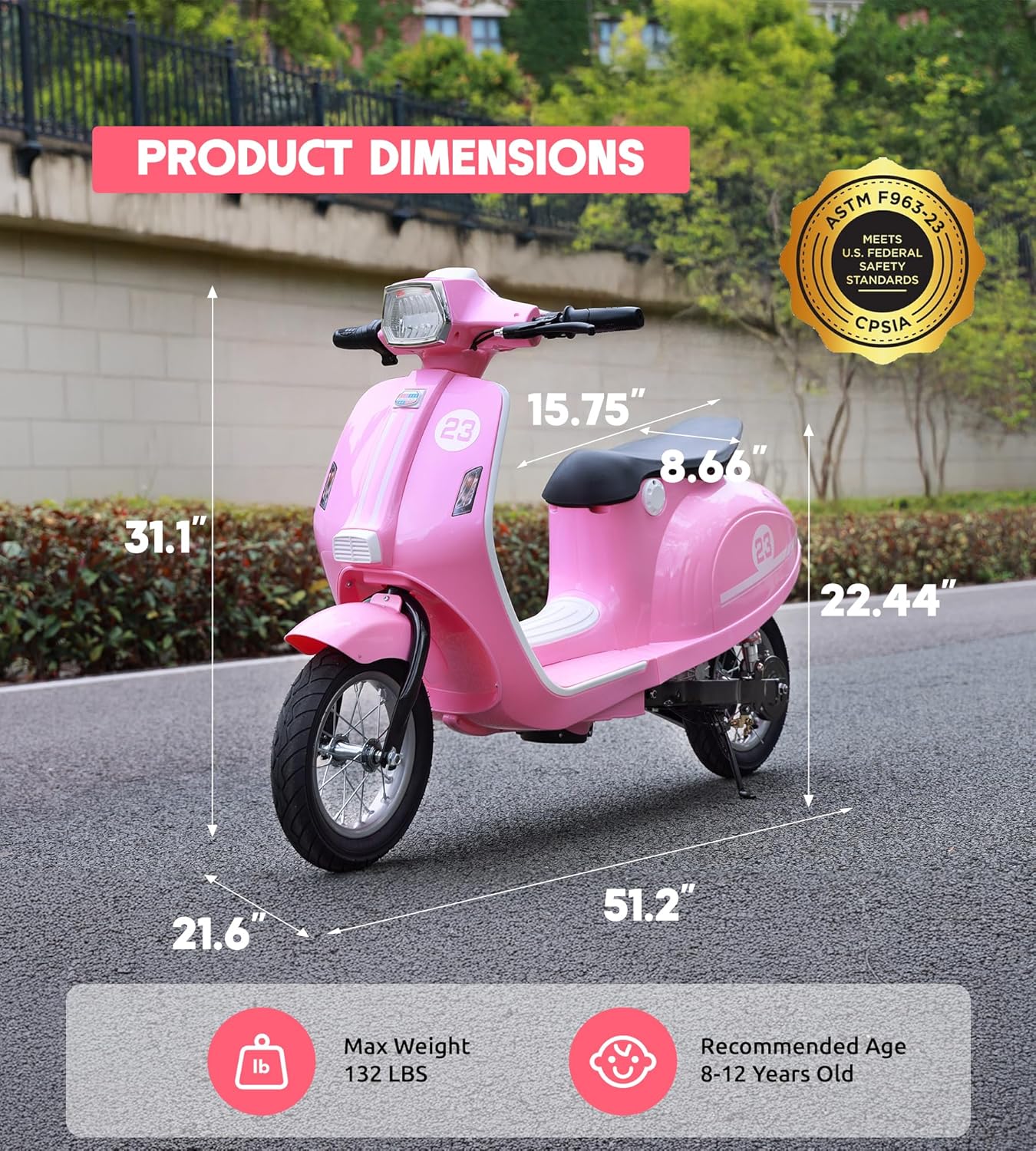 Kids Motorcycle, 2 Wheel Electric Motorcycle for Girls Ages 8-14, 24V Ride on Toys with Music, Story, Headlight, 3 Speed Options, Up to 60min Ride Time, for Riders up to 143 lbs, Easy Assemble, Pink