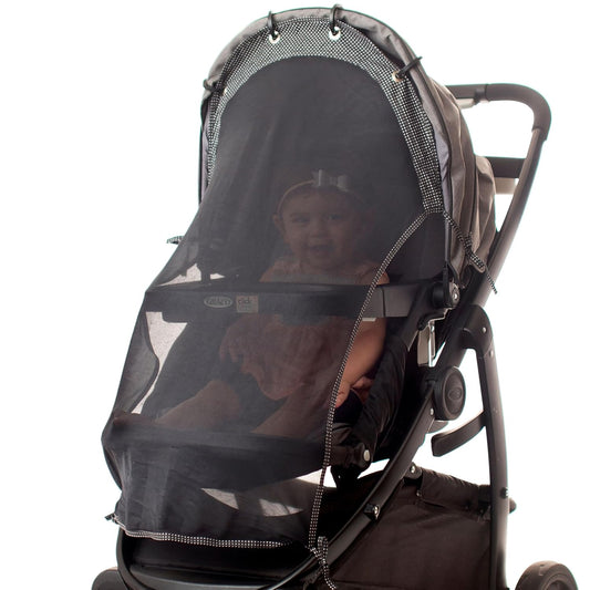 Stroller Sun Shade - Universal UV Protection Cover for Strollers Sunshade with See Through, Clip-On Sun Blocker, Sun Shield for Baby, Breathable Adjustable Fit, Full Coverage, Large