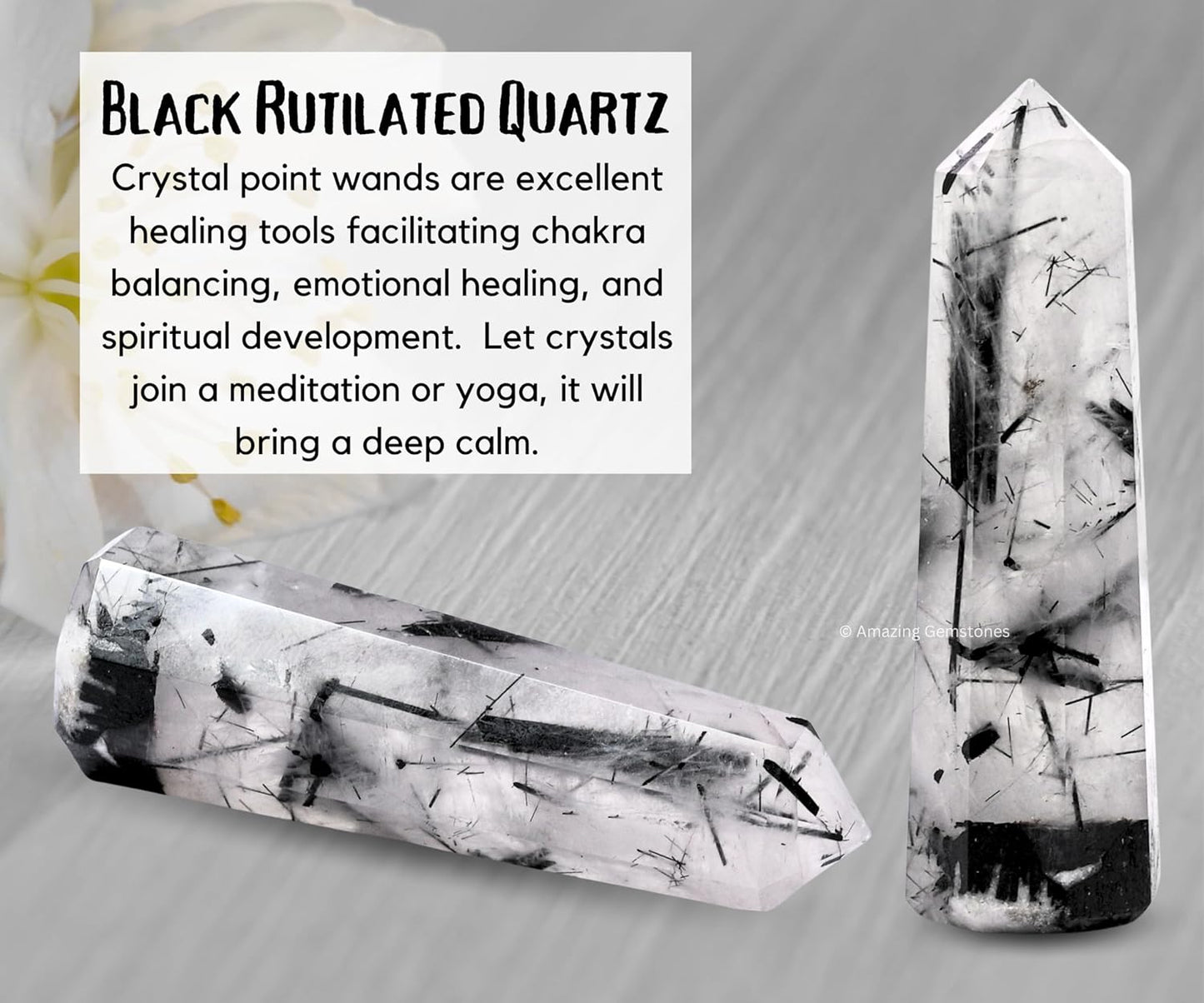 Amazing Gemstone Black Rutilated Quartz Crystal Towers ~ Natural Healing Crystal Point Obelisk for Reiki Healing & Crystal Grid (2" to 3" Inch)