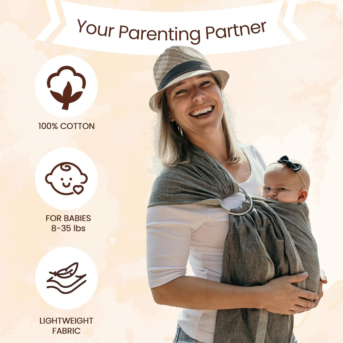 Hip Baby Wrap Ring Sling Baby Carrier for Infants and Toddlers - Beautiful, 100% Soft Cotton Baby Wraps Carrier for Babies 8-35 lbs - Perfect Baby Shower Gifts Moms and Dads - Nursing Cover (River)