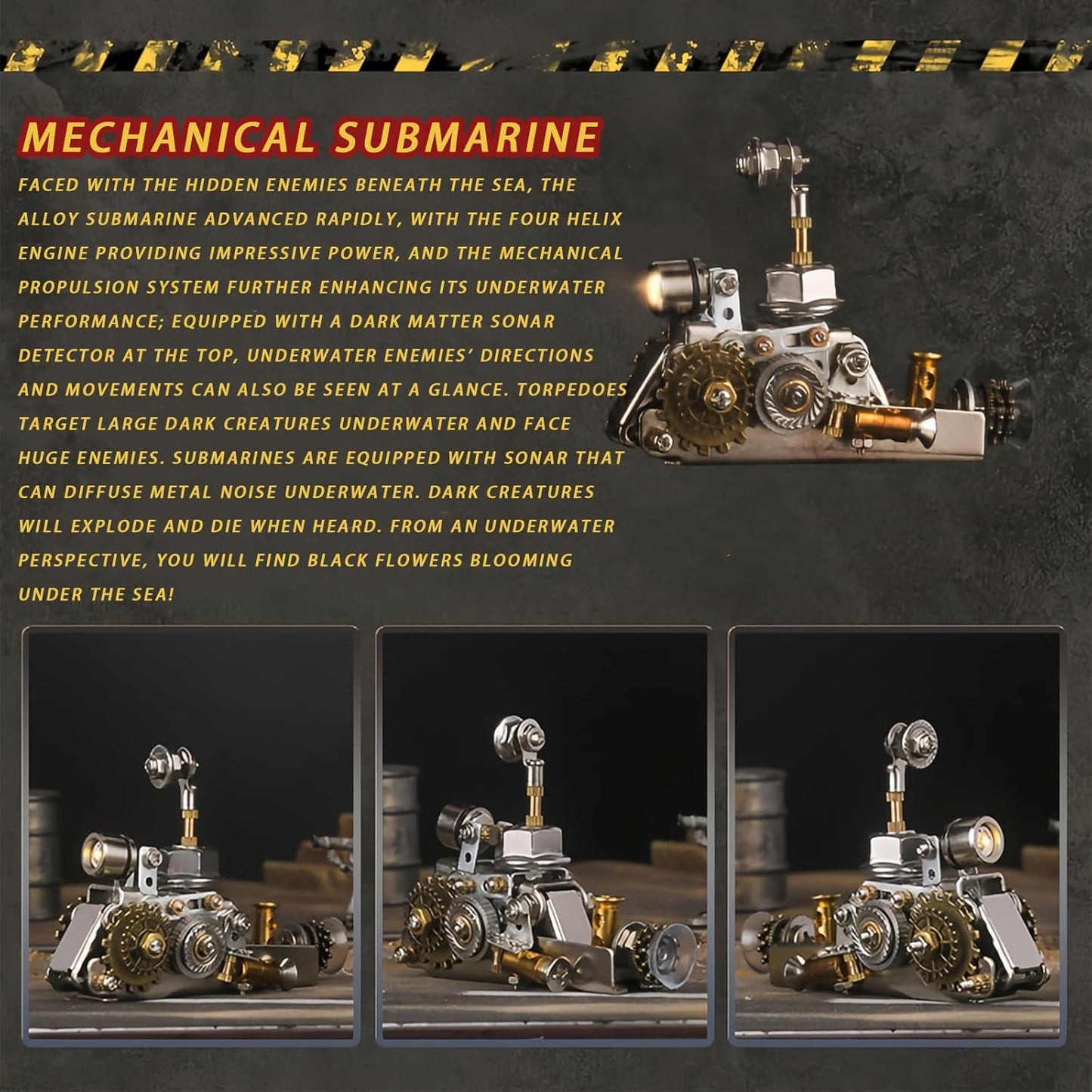 3D Metal Puzzle for Adults, Metal Model kit, Mechanical Armor Puzzle, Adult Brain teasers- The Best Gift for Men (Submarine)