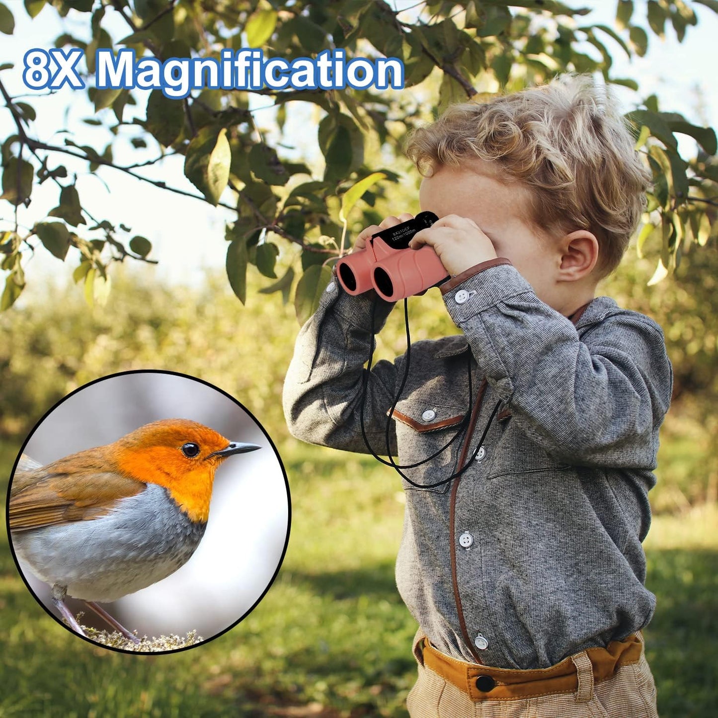 Pink Binoculars for Kids Ages 4-12, Durable & Lightweight Outdoor Telescope for Girls, Educational STEM Toy with Clear Vision, Adjustable Focus, Carry Bag (Perfect for Bird Watching, Camping, Travel)