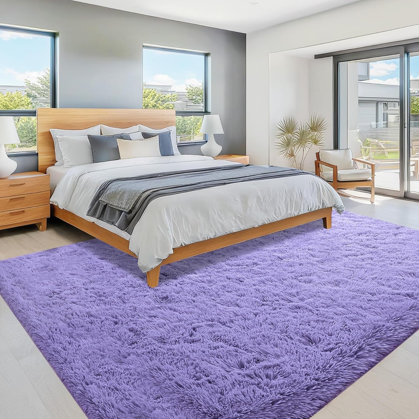 8x10 Area Rug for Living Room: Fluffy Shag Soft Washable Rugs Large Fuzzy Plush Indoor Carpet for Bedroom Nursery Playroom Kids Girls Boys Room (Purple, 8'x10')