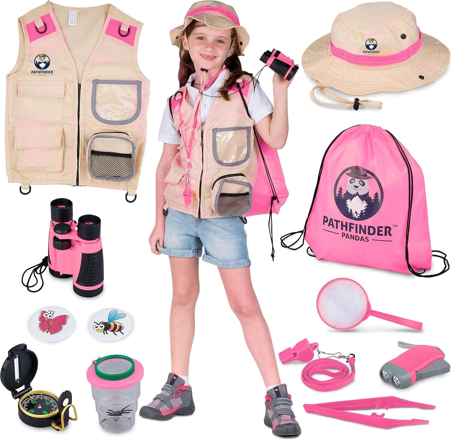 Kids Explorer Kit with Safari Vest & Hat for 3-12 Year Old Boys & Girls - Safari Costume Kids, Zoo Keeper, Paleontologist, Bug Kit & More - Giftable STEM Outdoor Explorer Kit for Kids + Bug Ebook