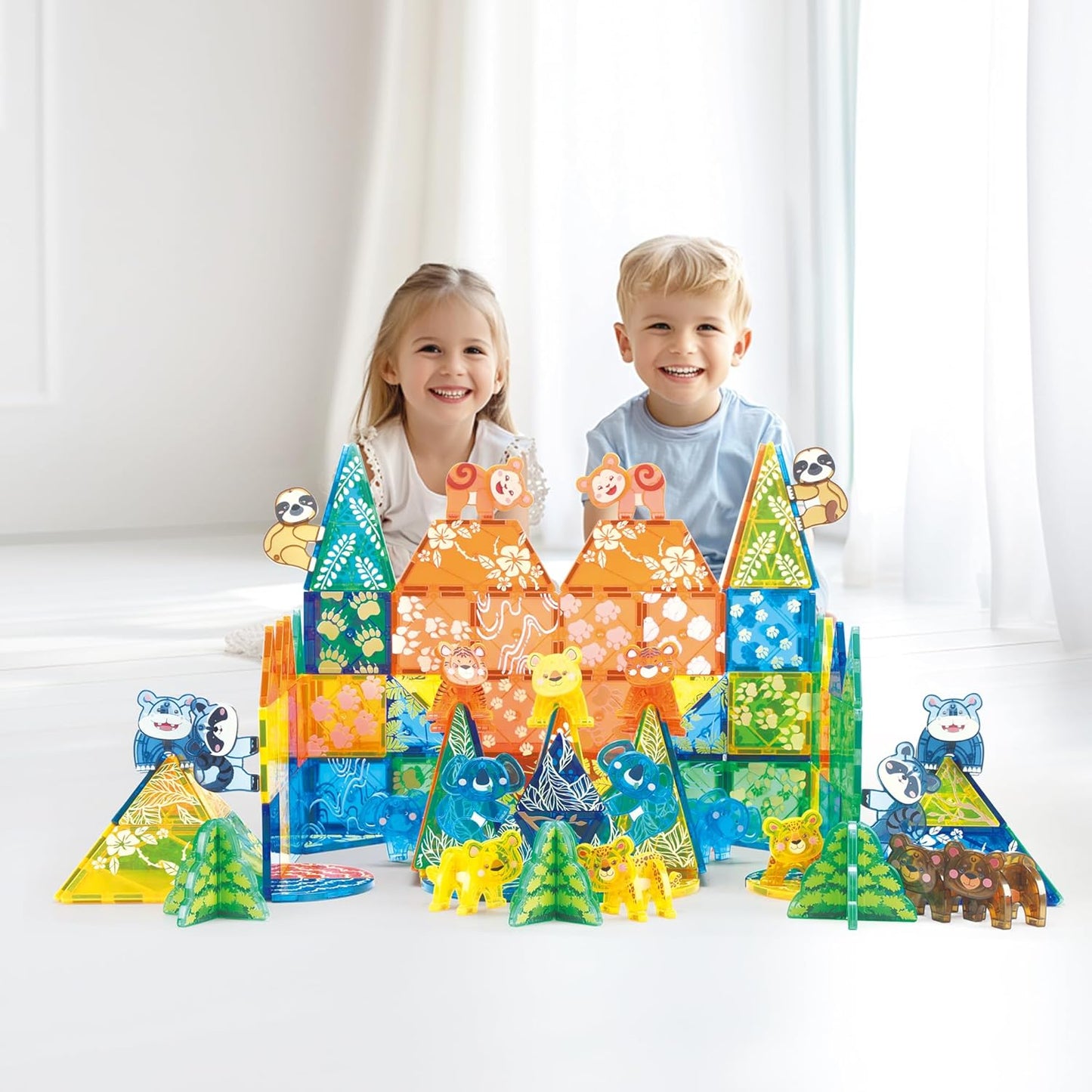 108 PCS Zoo Animals Magnetic Tiles Set,Magnet Building Blocks Farm World Toys,STEM AUTHENTICATED,Magnetic Animals for Kids Age 3 4 5 6 7 8 Toddlers Boys Girls