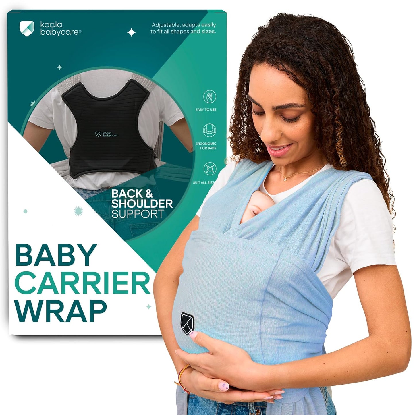 Koala Babycare Baby Carrier Wrap, Easy to Wear As a T-Shirt - Original Baby Carrier Newborn to Toddler - Sling One Size Fits All - Baby Wraps Carrier Up to 22lbs