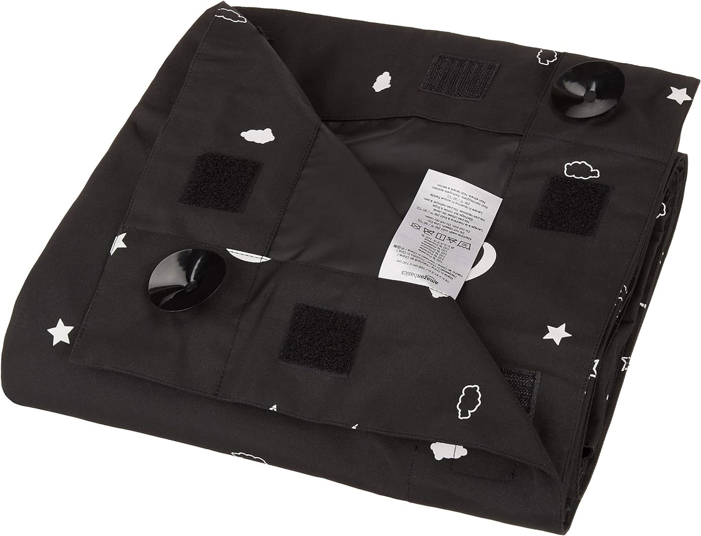 Amazon Basics Portable Blackout Curtain Shade with Suction Cups, 50" W x 78"L, 2-Pack, Moon and Stars