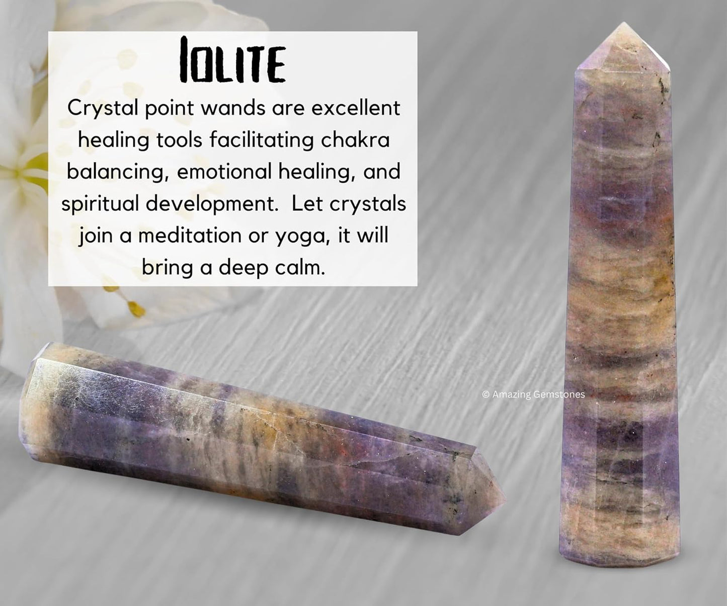 Amazing Gemstone Iolite Crystal Towers - Natural Healing Crystal Point Obelisk for Reiki Healing and Crystal Grid (3 Inch)