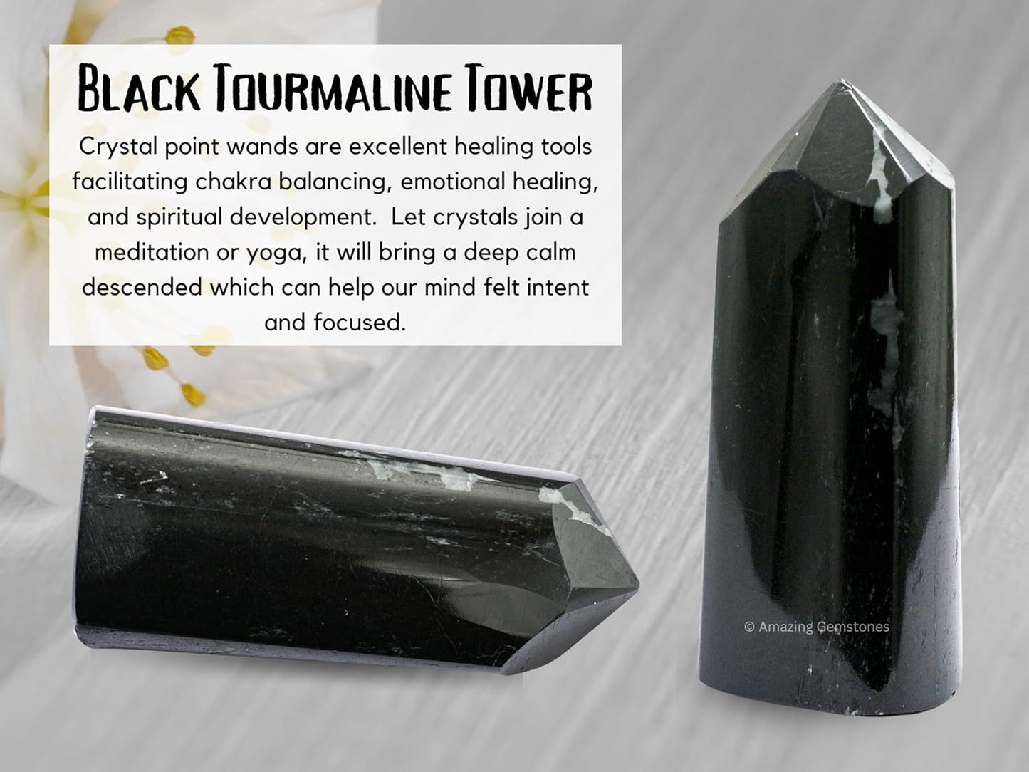 Amazing Gemstone Big Black Tourmaline Crystal Towers ~ Natural Healing Crystal Point Obelisk for Reiki Healing and Crystal Grid (Black Tourmaline (Big), 2 to 3 INCH)