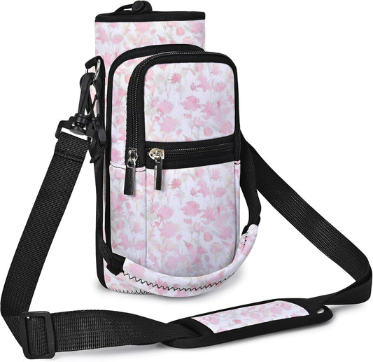 AUPET Water Bottle Sling Bag Sleeve Holder Carrier 25/32/40/64 oz,Insulated Crossbody Water Bottle Case Cover with Strap and Pockets for Men/Women Walking Hiking