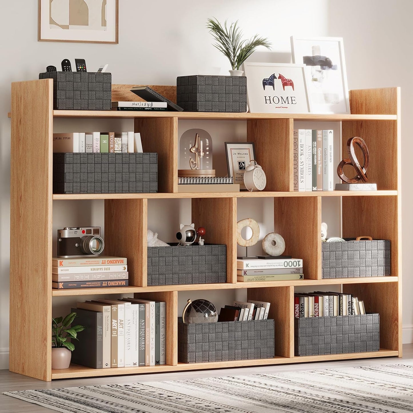 Woven Storage Baskets, Storage Bins, Cube Basket Container Baskets Storage Boxes Organizers for Clothes /Shelves/ Closet, Set of 6 (Grey)