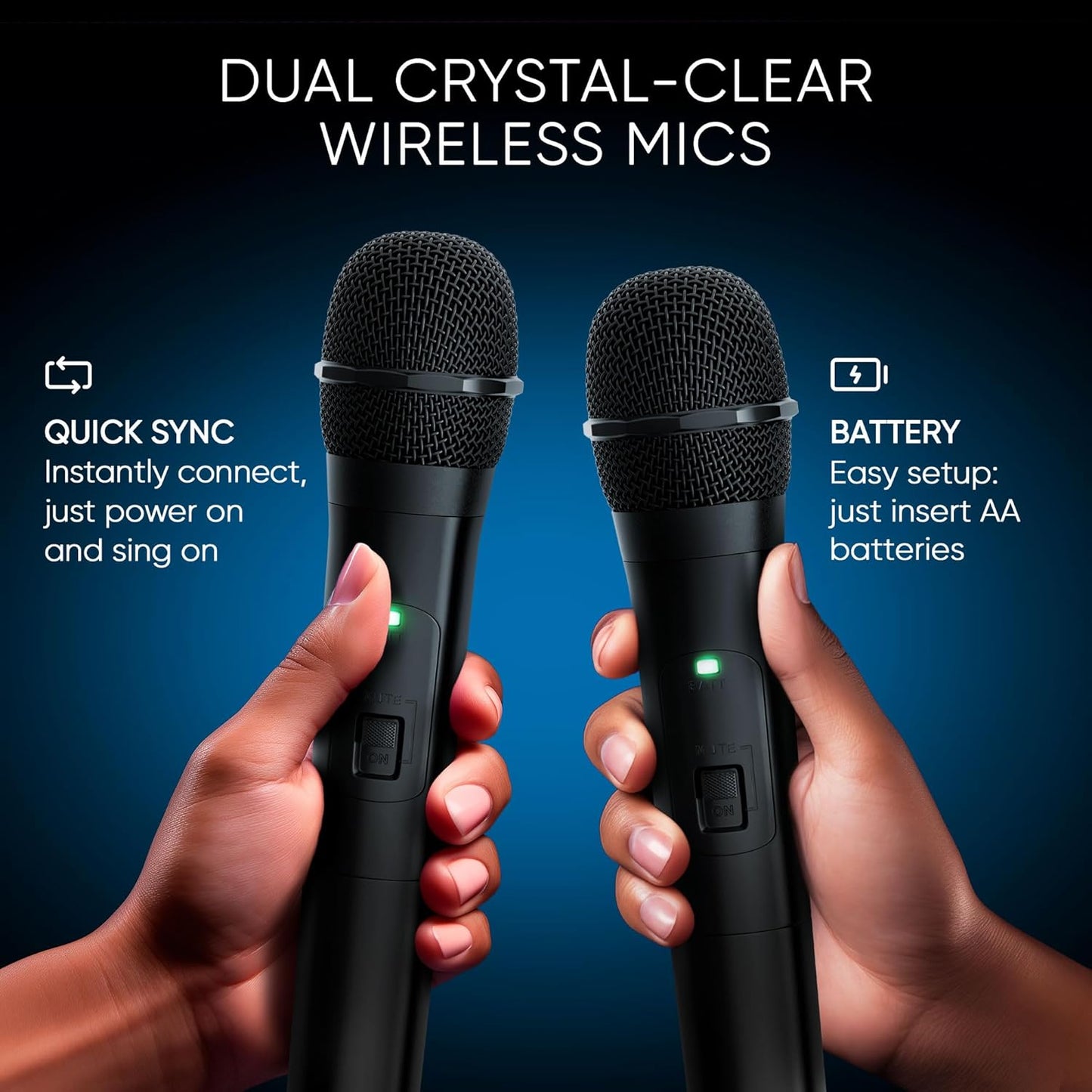 MASINGO Karaoke Machine for Kids and Adults with 2 Wireless Bluetooth Microphones, PA Portable Speaker with Colorful LED Lights, Supports TF Card/USB, AUX/MIC in, TWS for Home Party, Burletta C10 V2