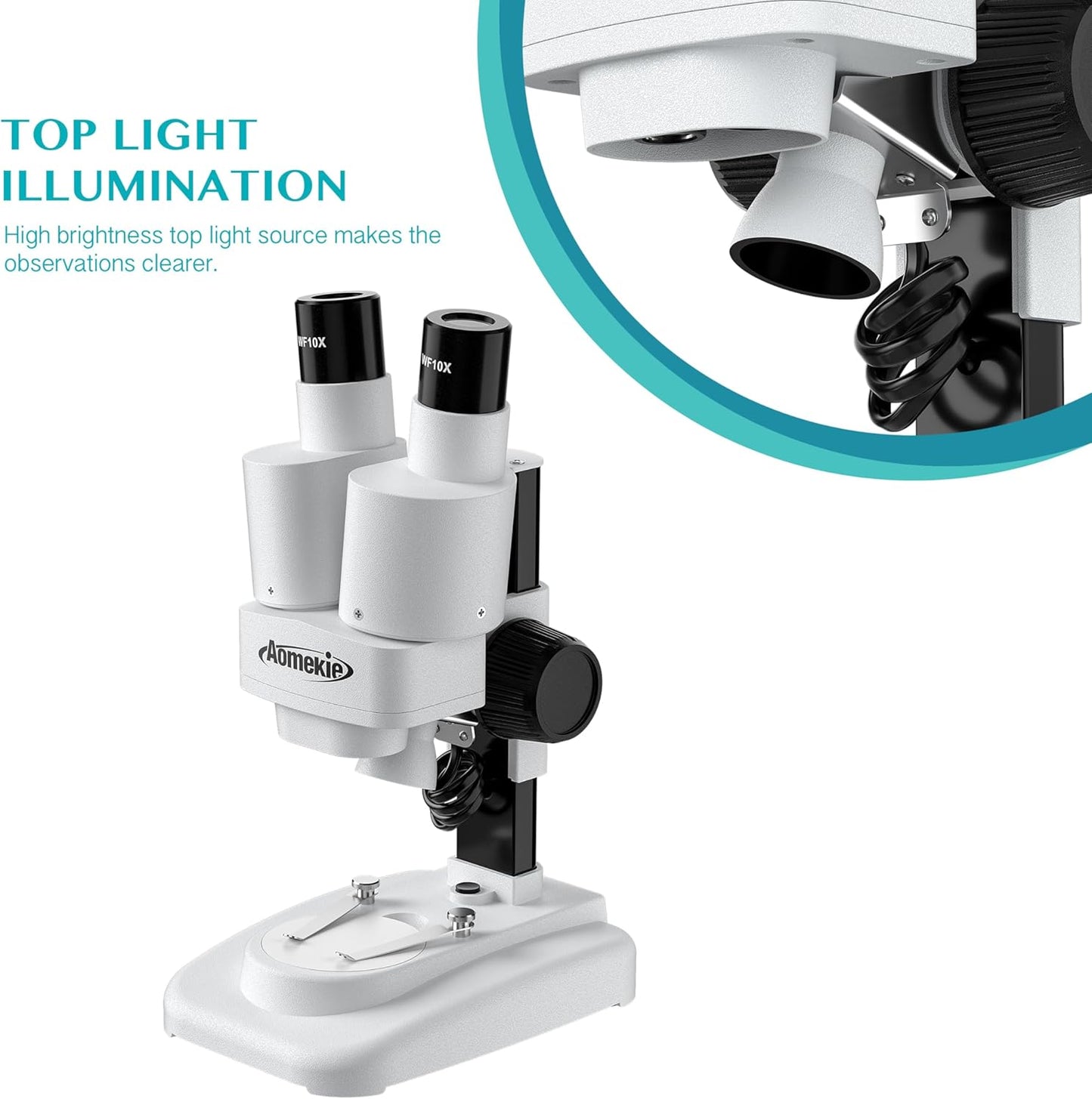 Aomekie® Microscope 20X 50X with 10Pcs Slides Insect Specimen Stereo Microscope with WF eyepieces LED Light Source Portable Stereoscope