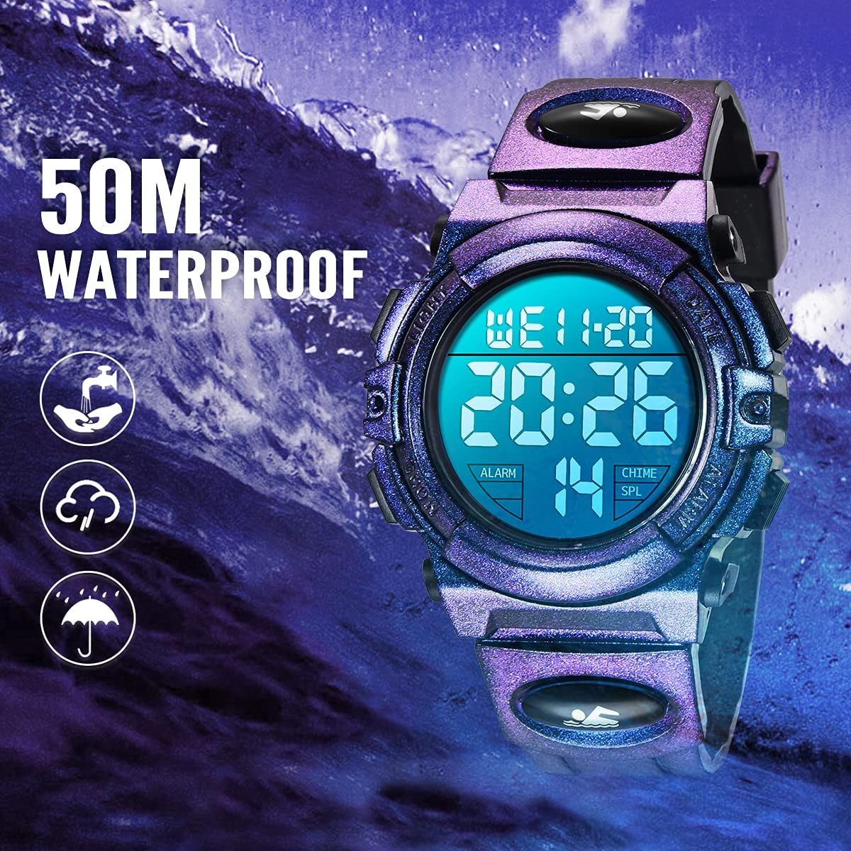 Kids Watch,Boys Watch for 3-15 Year Old Boys,Digital Sport Outdoor Multifunctional Chronograph LED 50 M Waterproof Alarm Calendar Analog Watch for Children with Silicone Band,Kids Gift