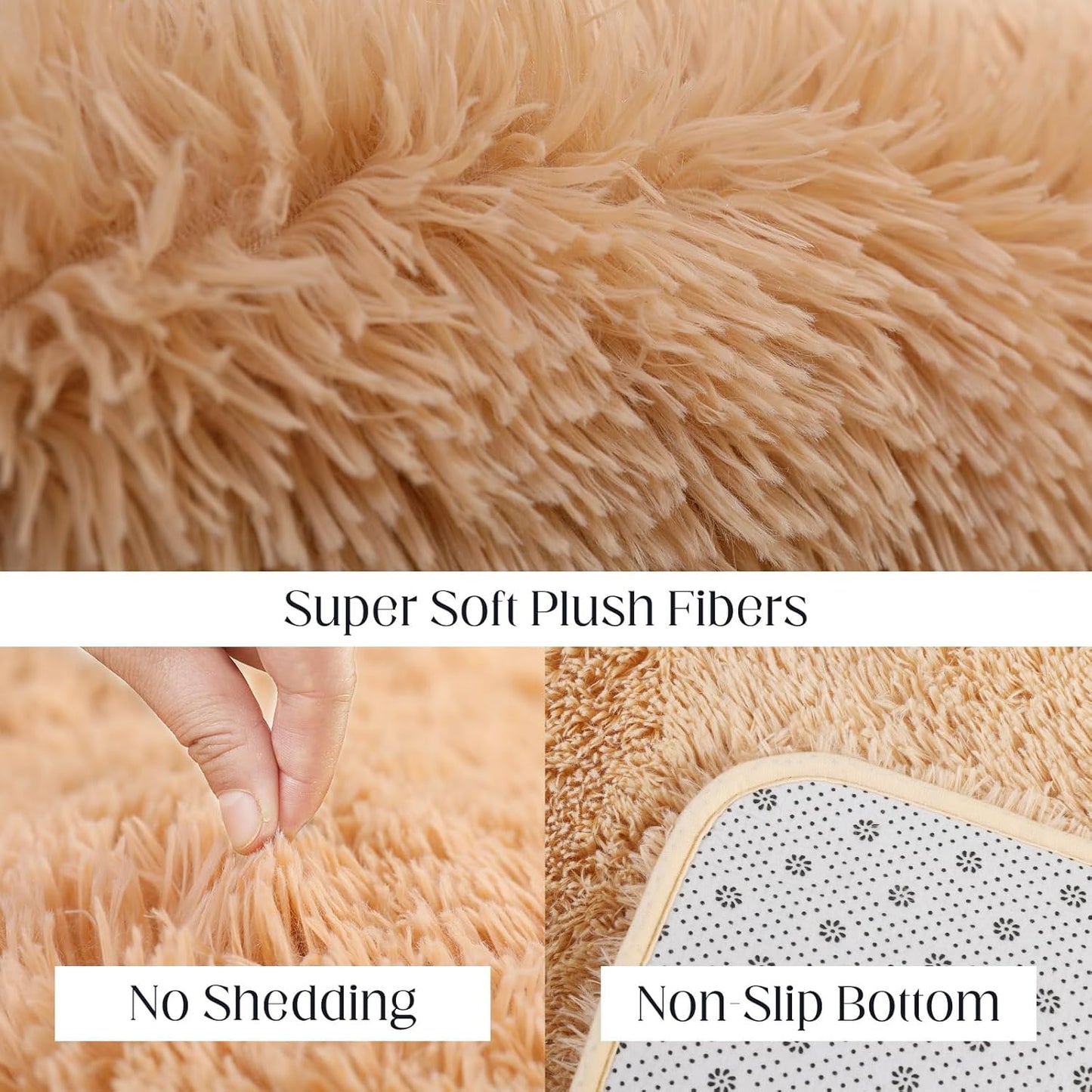 Area Rug 4x5.8, Ultra Soft Rugs for Living Room, Plush Carpet Rugs for Bedroom, Non-Slip Indoor Rug for Nursery, Study Room, Playroom, Home Decor, Camel