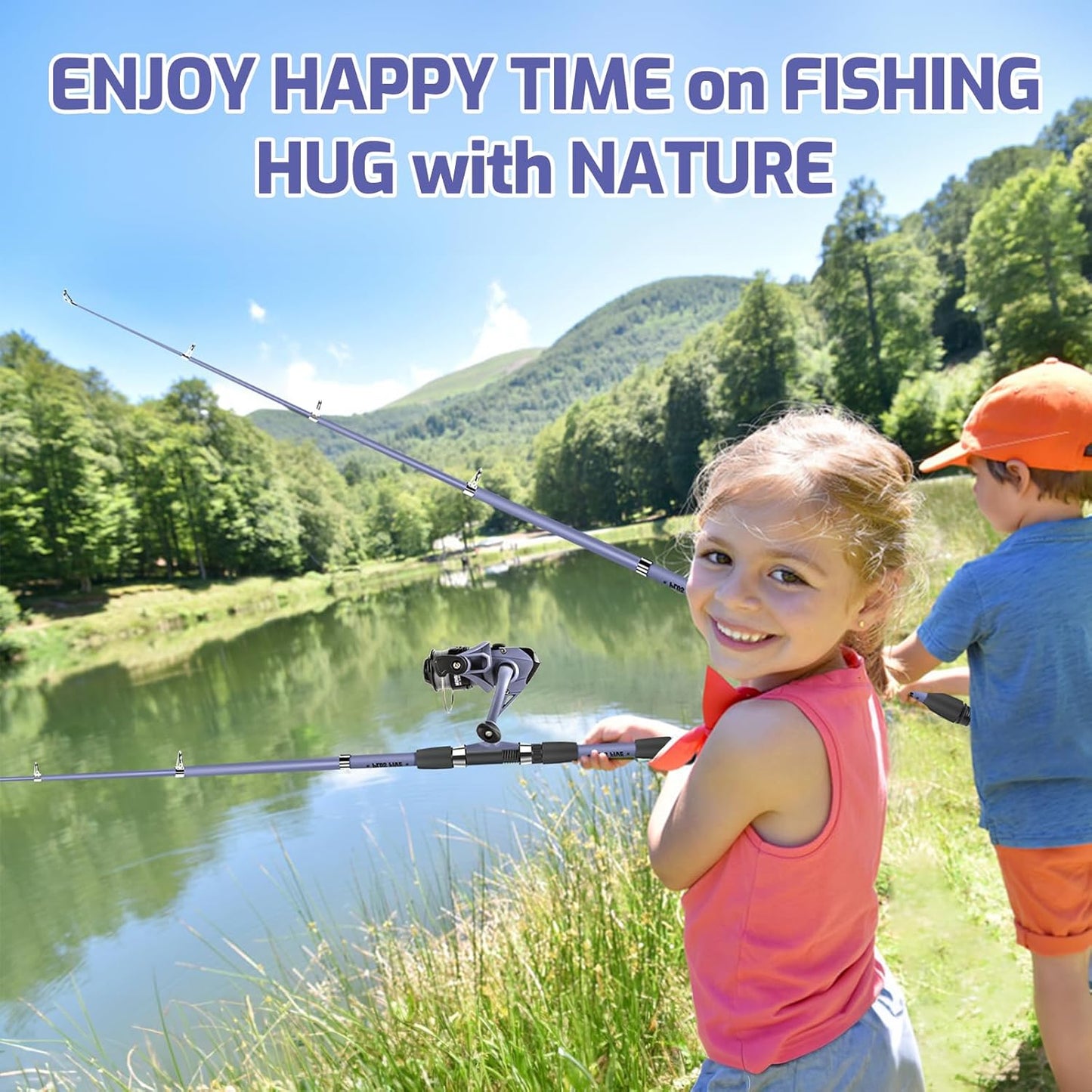 Kids Fishing Pole Set, Portable Telescopic Fishing Rod and Reel Combo for for Boys Girls Youth Toddle Fishing Pole - with Spincast Fish Reel Tackle Box Fish Lures Fishing Lines【Ambidextrous】