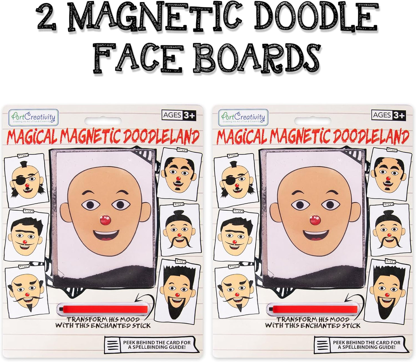 ArtCreativity Magnetic Drawing Face - 2 Pack - Travel Toys for Kids, Magnetic Toys Game, Magnet Drawing Doodle Board for Kids - Retro Toy, Vintage Toy, Travel Essentials Games for Ages 3+