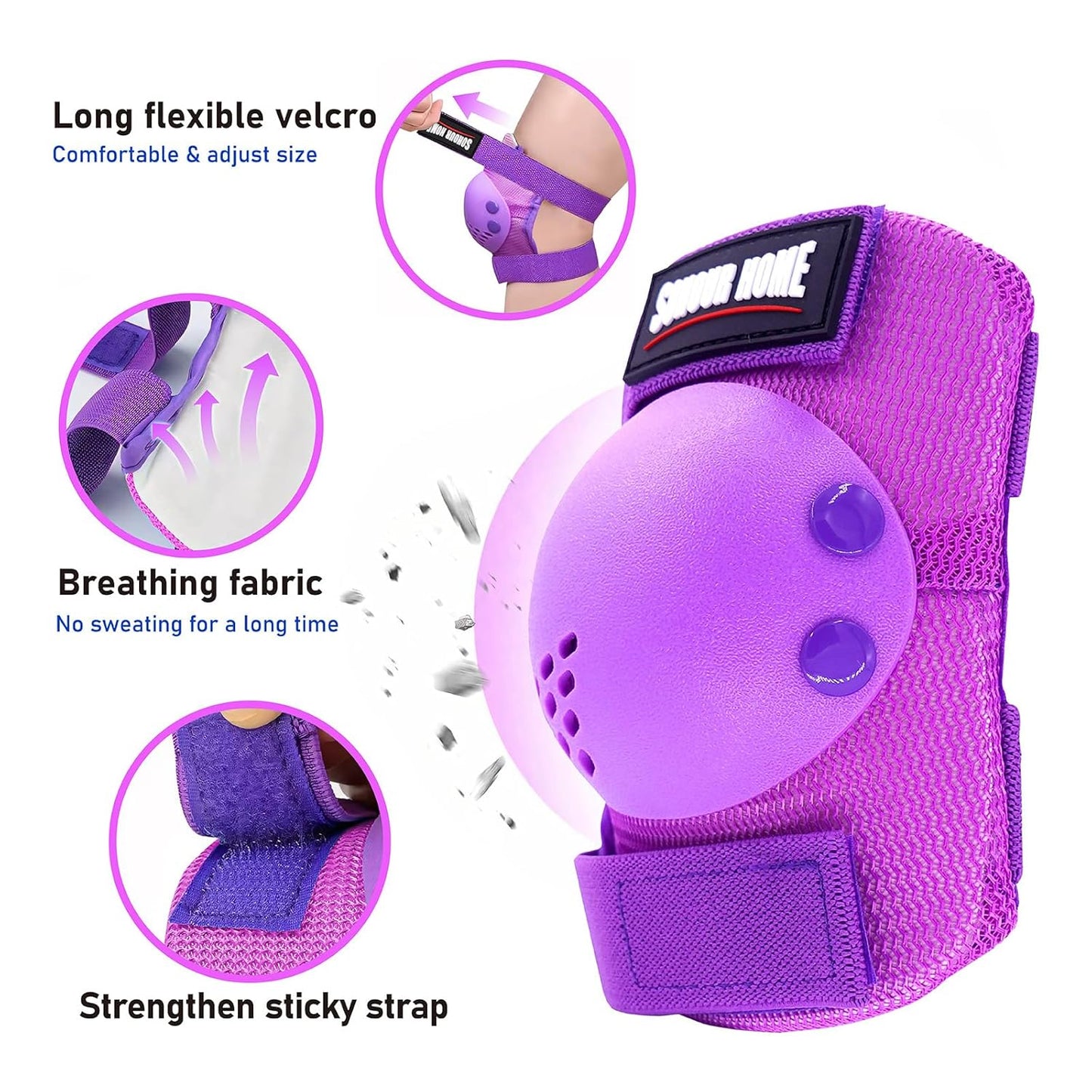 Youth/Kids Knee Pads Elbow Pads Wrist Guards Protective Gear Set for 3-15 Years Child Roller Skates, Skateboard, Cycling, Inline Skating, BMX Bike, Balance Bike, Scooter Riding and Other Outdoor Sports