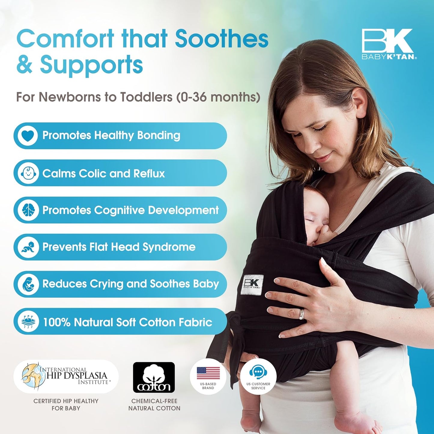 Original Baby K'tan Baby Carrier: #1 Easy Pre-Wrapped, Soft, Slip-On, No Rings, No Buckles | 5 in 1 Baby Sling Gift | The Best Hands Free Infant Wrap For Newborn to Toddler up to 35lb (See Size Chart)