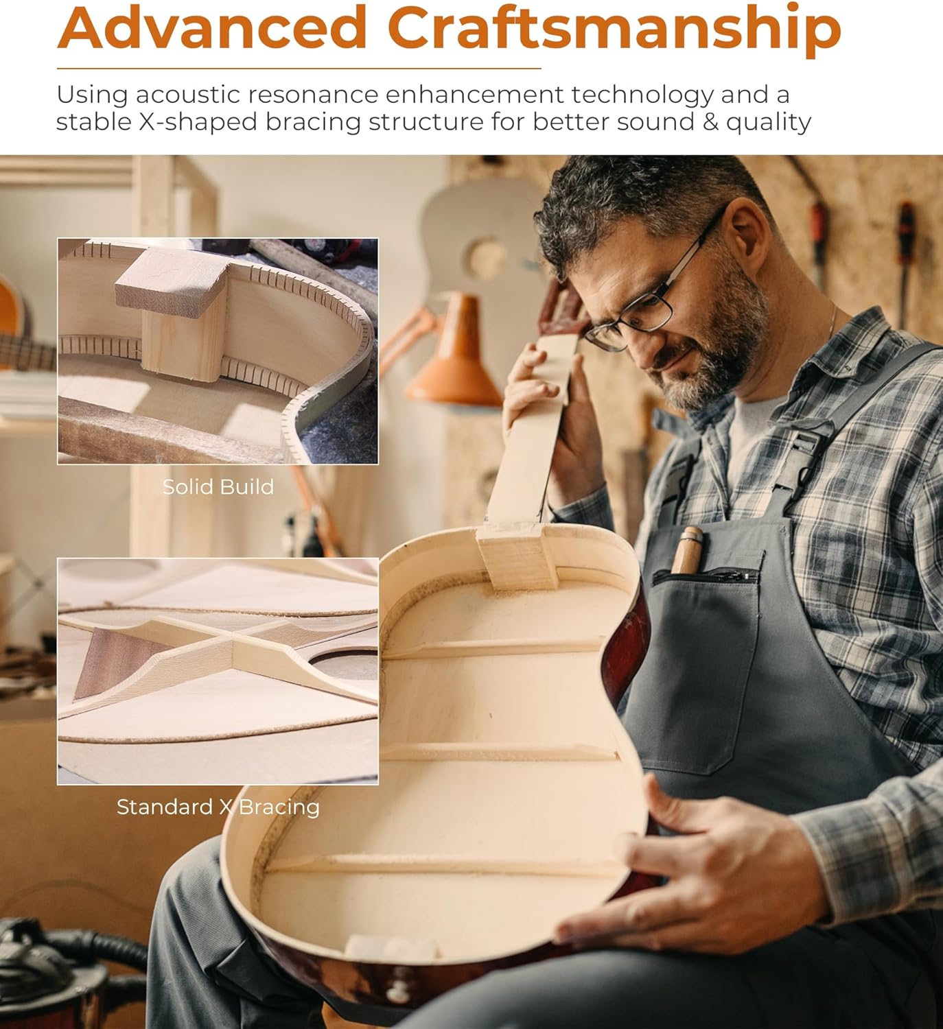 Vangoa 3/4 Acoustic Guitar Kit, 36 Inch Acustica Guitarra Dreadnought Bundle for Beginner Adult Youth Travel With Steel String Spruce Wood Gig Bag Tuner Pickguard, Right Hand