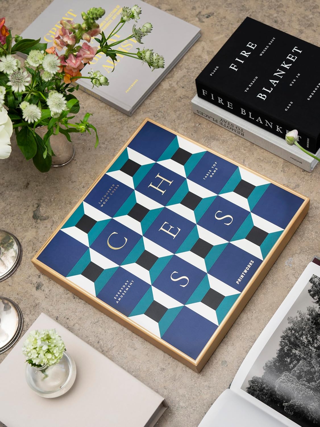 Lacquered Chess – Athena – Multi-Color Wooden Chess Set with Solid Wood Board – Elegant Coffee Table Game for Adults & Kids Ages 5+ – Multilingual Instructions Included