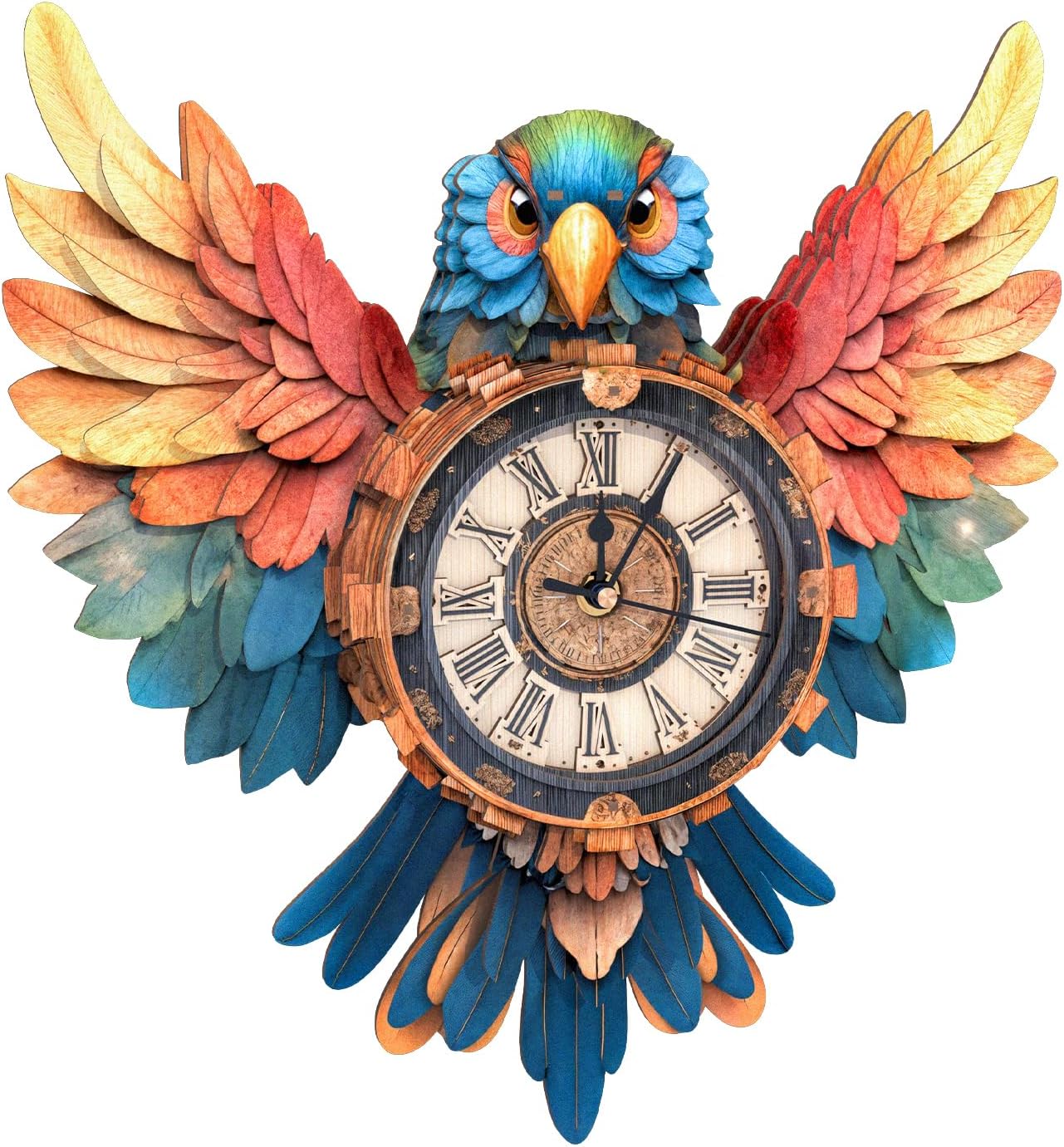 3D Puzzles for Adults Clock-Parrot Design Model Kit-Mechanical DIY Pendulum Clock with Roman Numerals-Desk Home Office Decor Personalized Gift for DIY Lovers