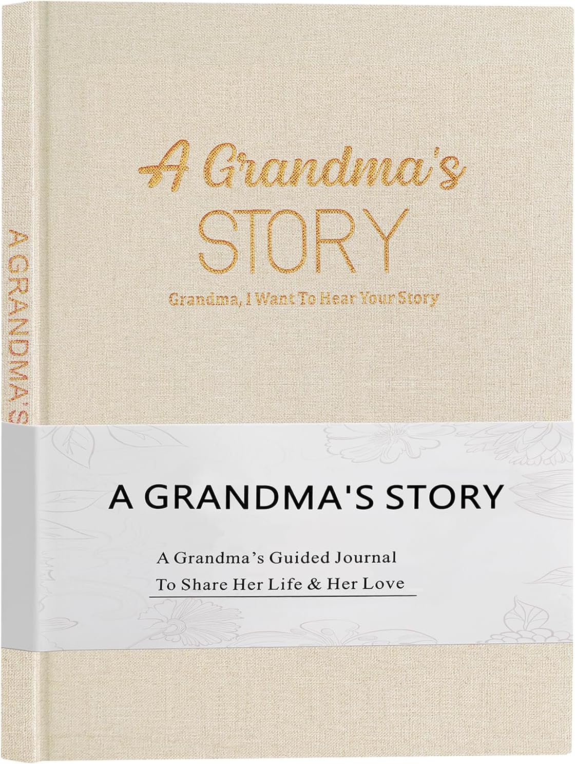 Artmag Grandma's Life Story Journal Family Keepsake Book Linen Hardcover for Grandma to Share Her Memories, with 250+ Prompt Questions Gift for Birthday Mother's Day Christmas (Beige)