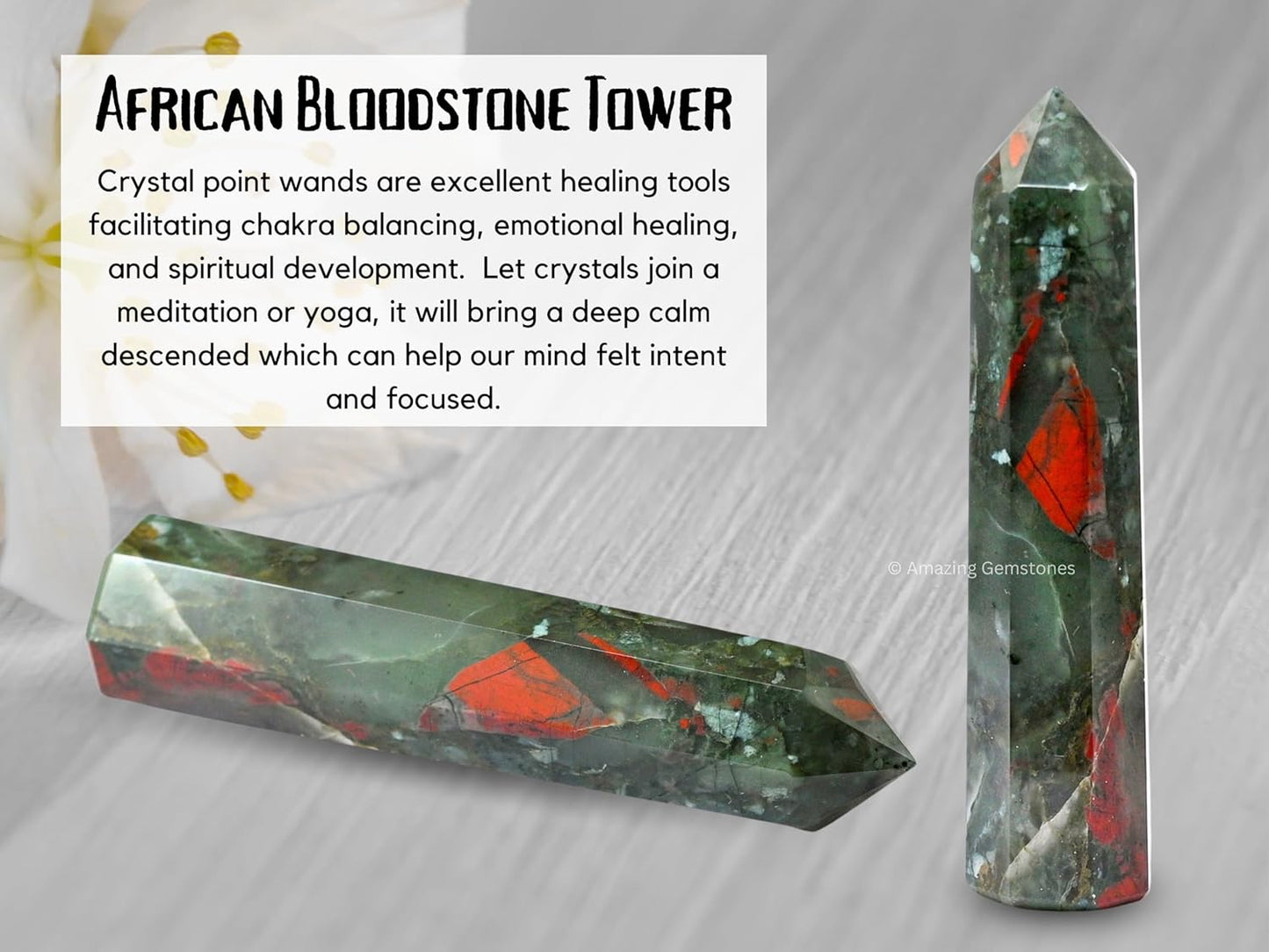 Amazing Gemstone African Bloodstone Crystal Towers ~ Natural Healing Crystal Point Obelisk for Reiki Healing and Crystal Grid (3- Inch)