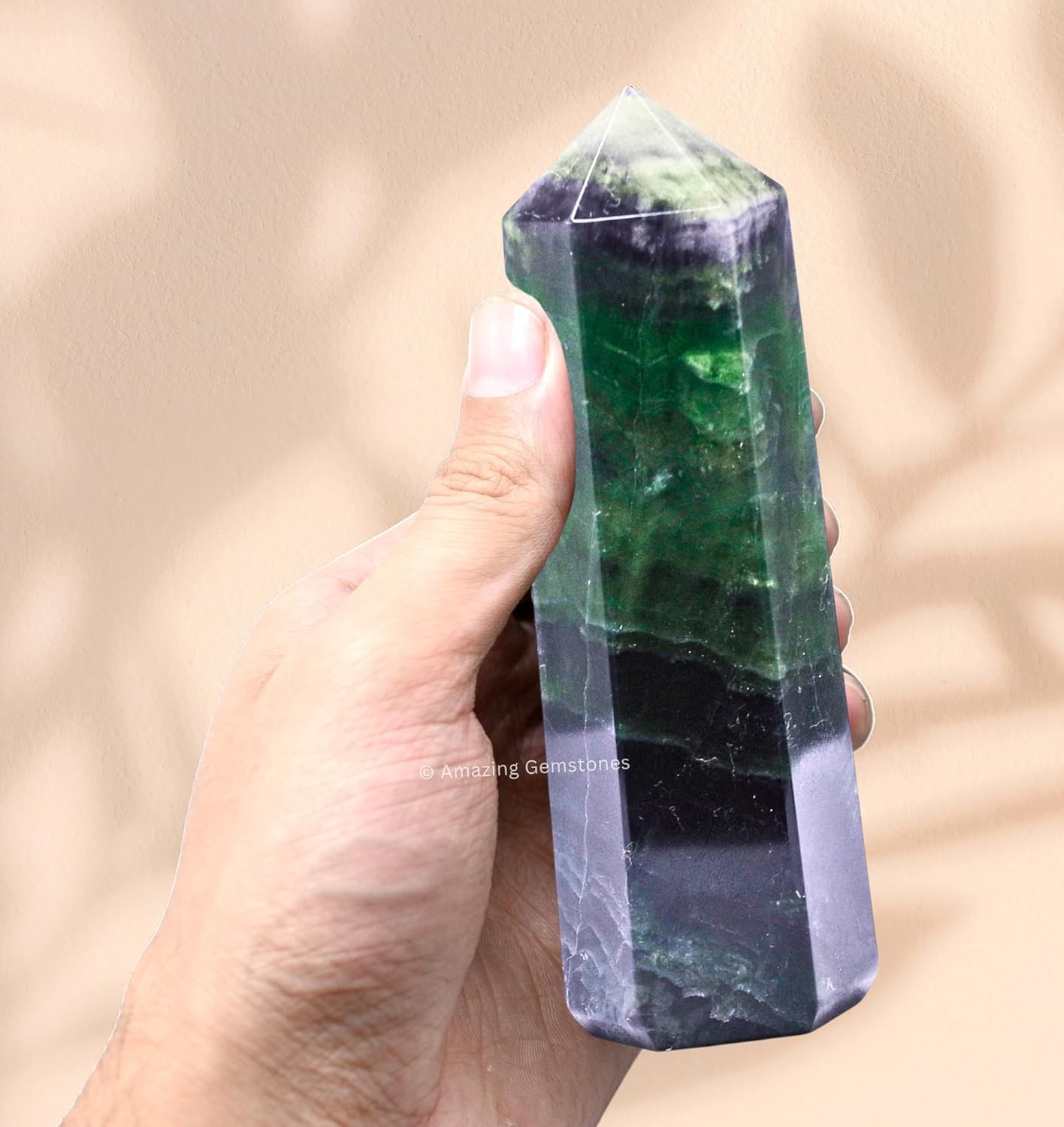 Amazing Gemstone Large Fluorite Crystal Towers ~ Natural Healing Crystal Point Obelisk for Reiki Healing and Crystal Grid (5.5" to 6" INCH)