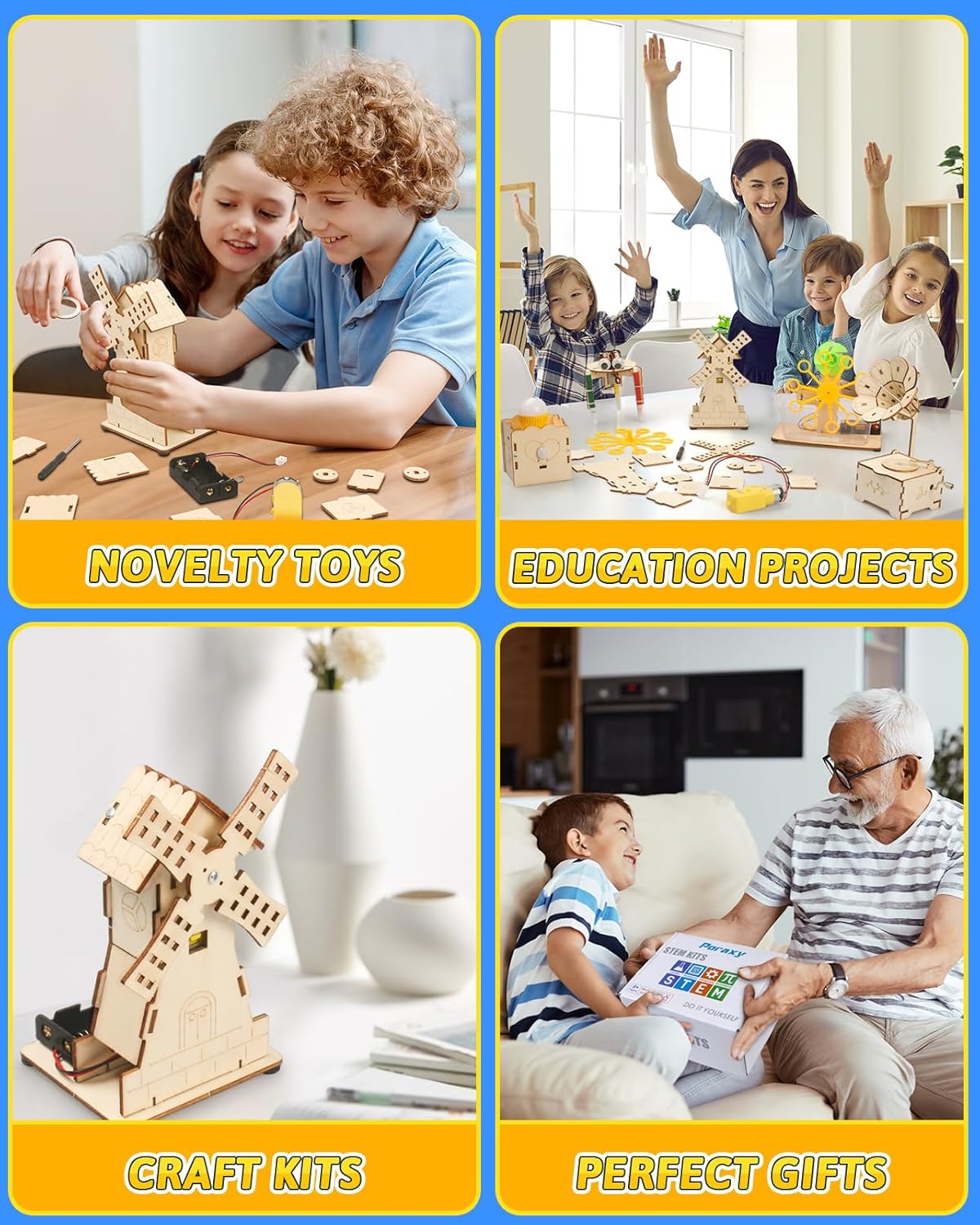 Poraxy STEM Kits for Kids Age 8-10-12, 6 in 1 Science Kits, Wooden 3D Puzzles, Toys for Ages 8-13, Building Projects Crafts Model Kits, Birthday Gifts for Boys Girls Ages 7 8 9 10 11 12 13 Years Old