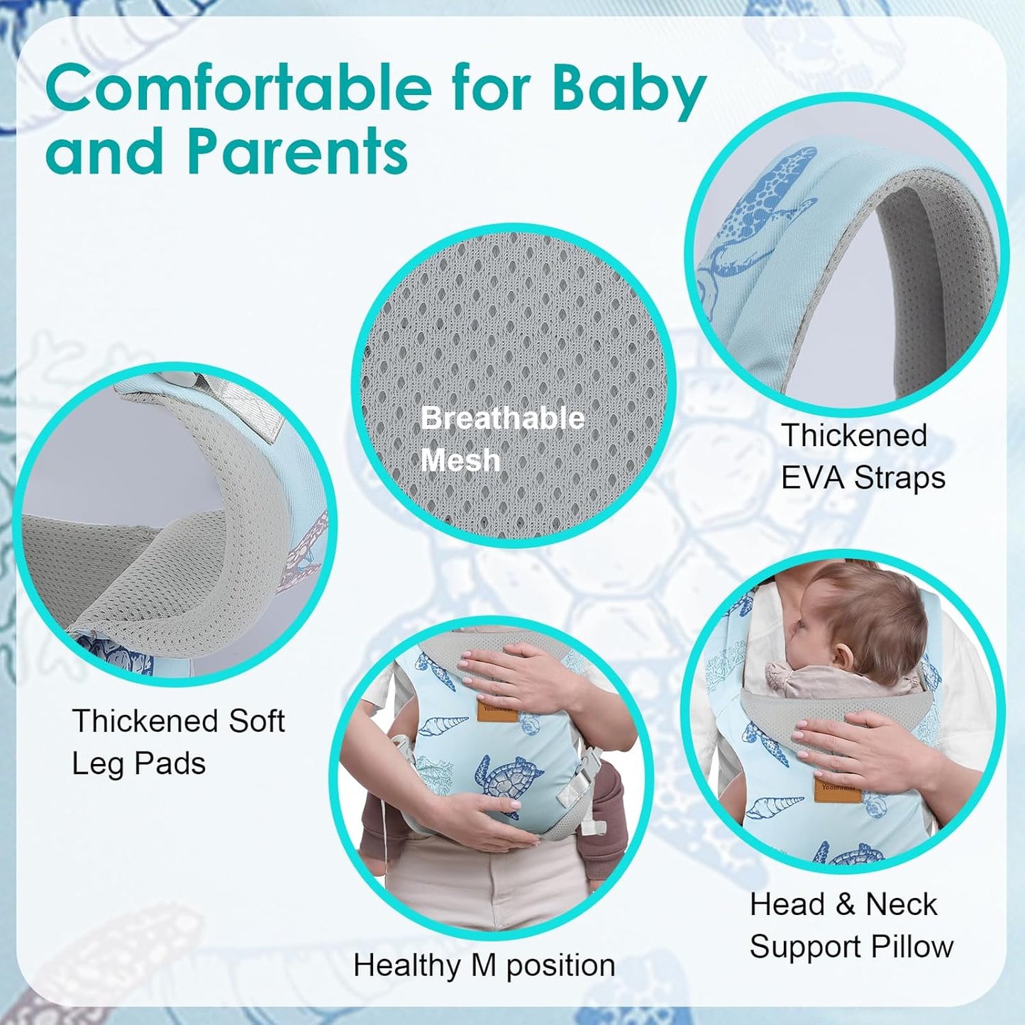 Baby Carrier Newborn to Toddler, Ergonomic Adjustable Toddler Carriers for 7-66 Lbs, Cozy Lightweight Infant Carrier with Neck Support, Baby Holder Carrier with Lumbar Support for Mom Dad