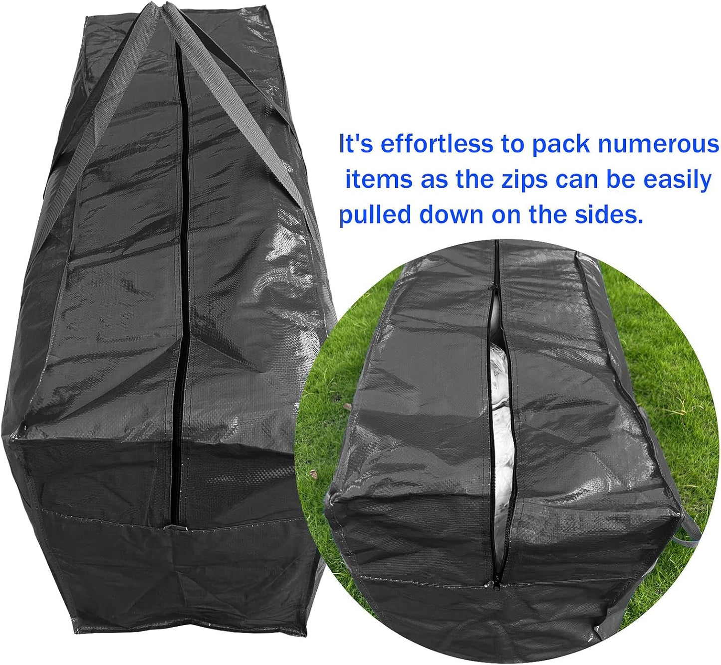 66 Gallon Extra Large Storage Bags, Huge Moving Bags Heavy Duty with Zipper and Stronger Handles, Big Foldable Duffle Bag for Travel - Storage Totes Moving Boxes for College, Christmas Tree, Bedding