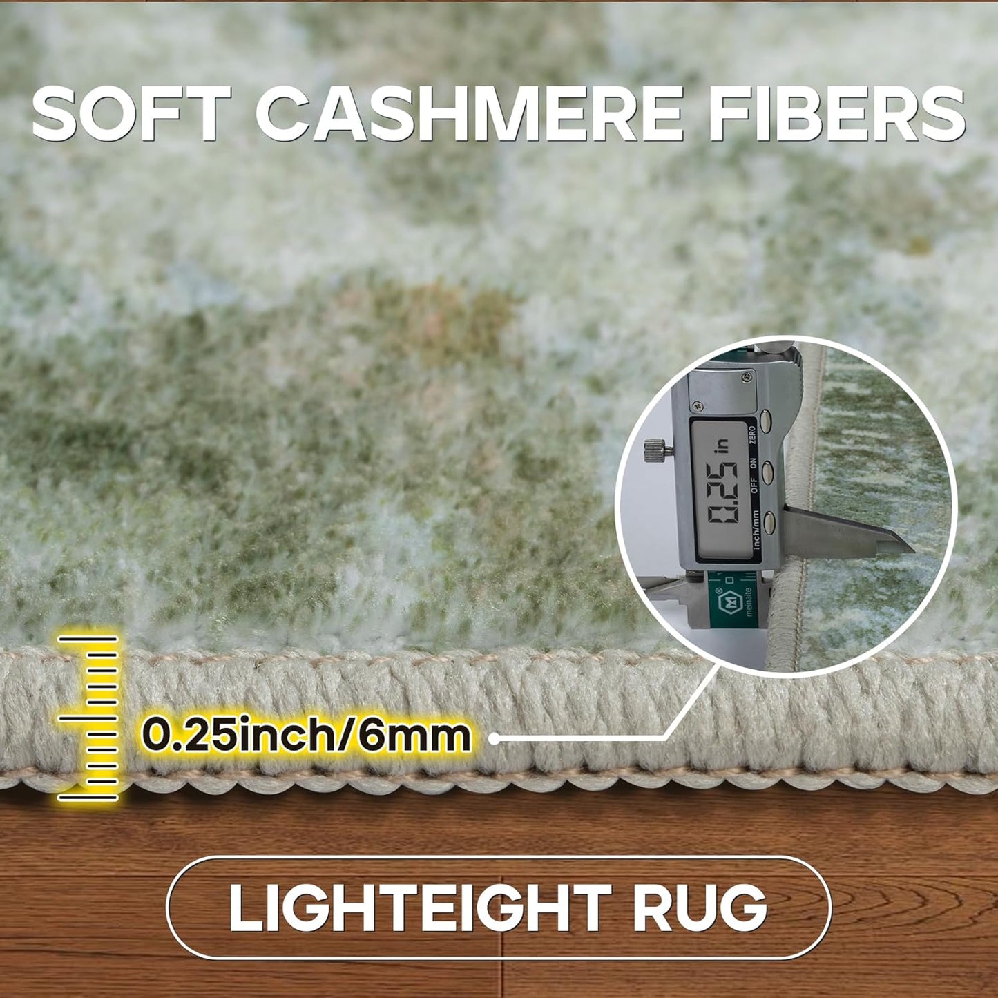 6x9 Area Rugs for Living Room Rug Washable: Modern Rug for Dining Room Bedroom Carpet Non Slip Low Pile 6 by 9 Indoor Abstract Nursery Home Office Green