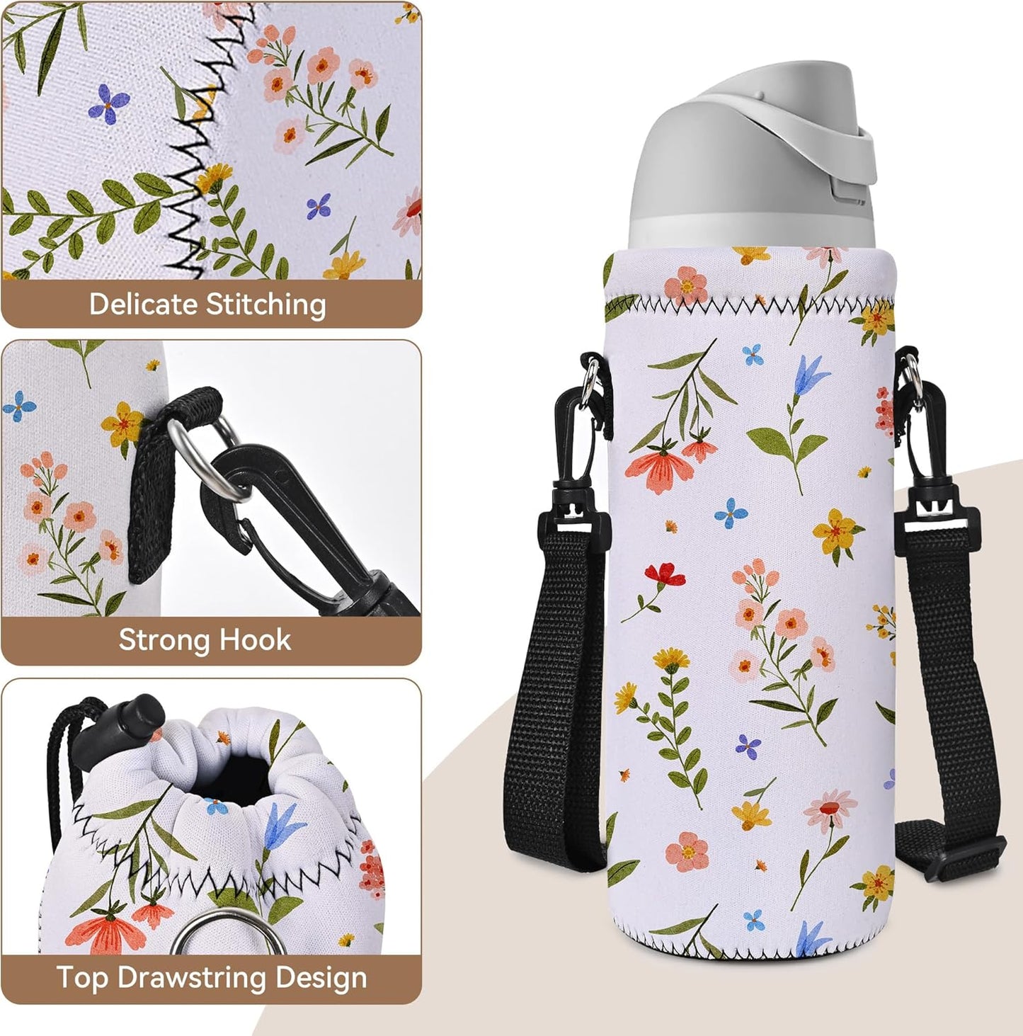 AUPET Water Bottle Bag Carrier,24oz/32oz Insulated Neoprene bottle Sling Holder Case Pouch Cover for 1000ML/750ML Bottles with Shoulder Strap for walking