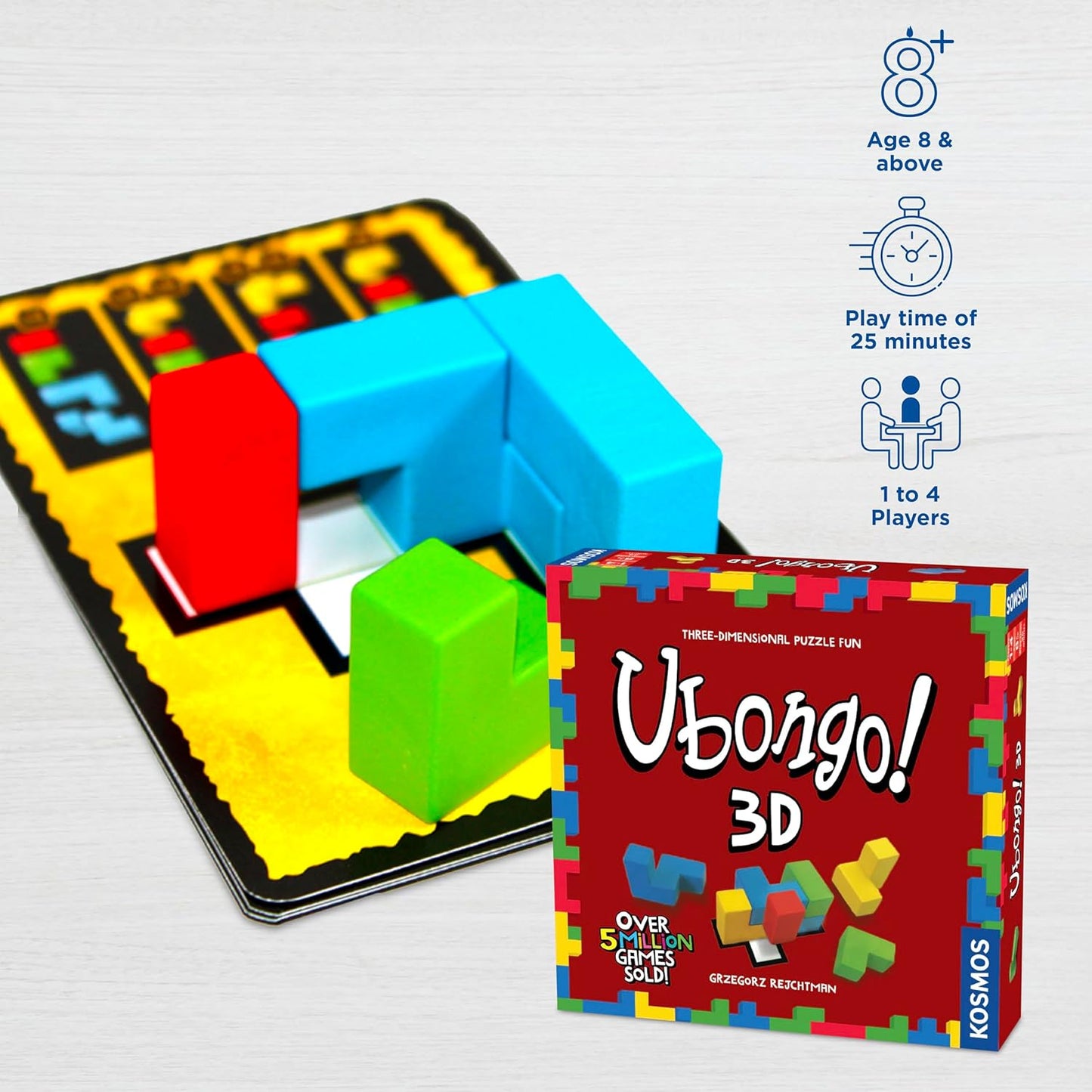 Ubongo 3D - a Kosmos Game | Geometric Puzzle Game with Three-Dimensional Blocks | Family Friendly Fun Game | Highly Re-Playable | Quality Components (Made in Germany) | 1 to 4 Players, Ages 8 and up