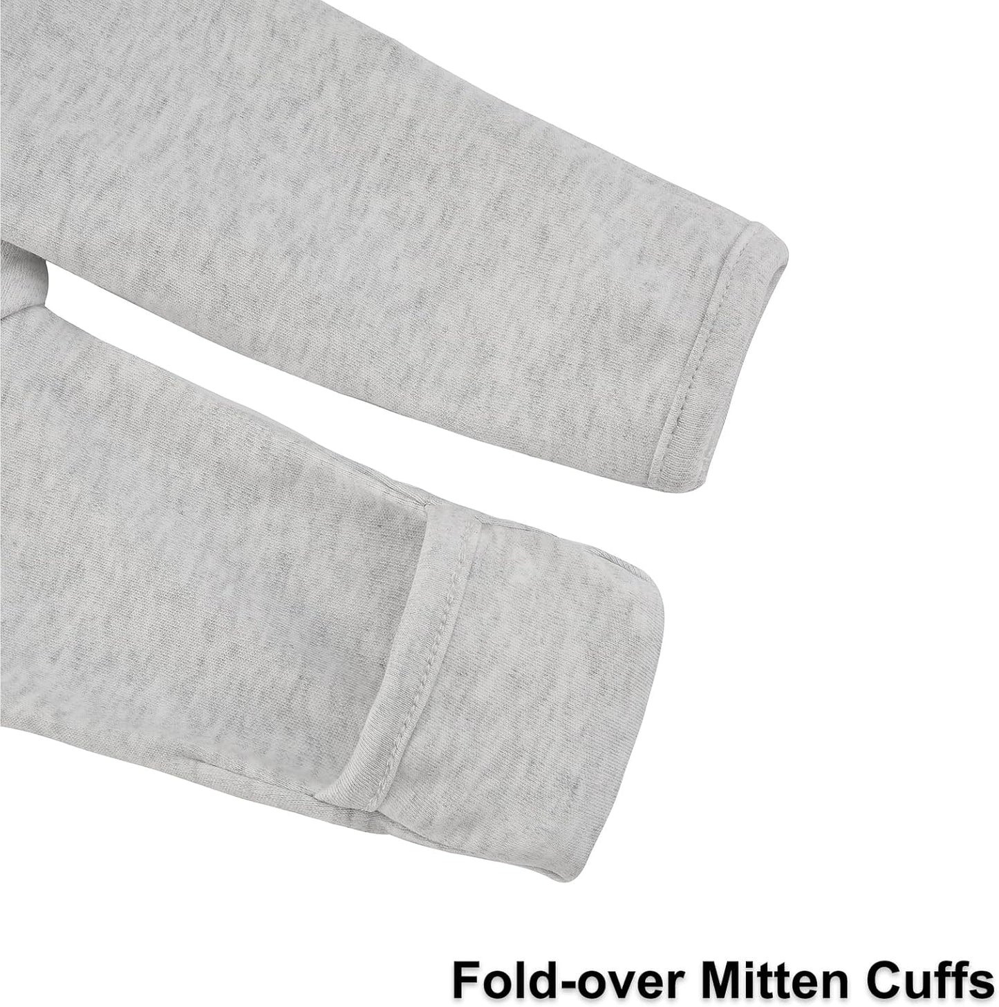 Aablexema Baby Footed Pajamas with Mitten Cuffs Zipper 4-Pack Infant Newborn Cotton Long Sleeve Outfit