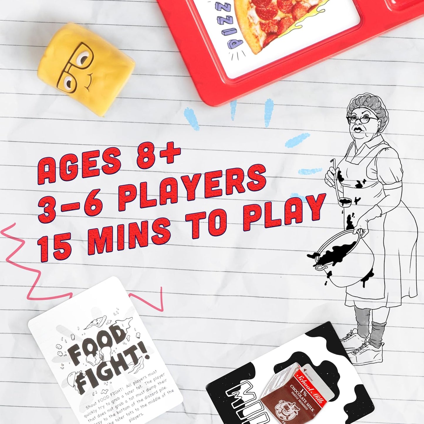 The Lunch Room – Ultimate Family Board & Card Game Hilarious Food Fight with Tater Tots Squishy Toys for Kids & Adults 8+ | Easy-to-Learn Party Game for 3-6 Players