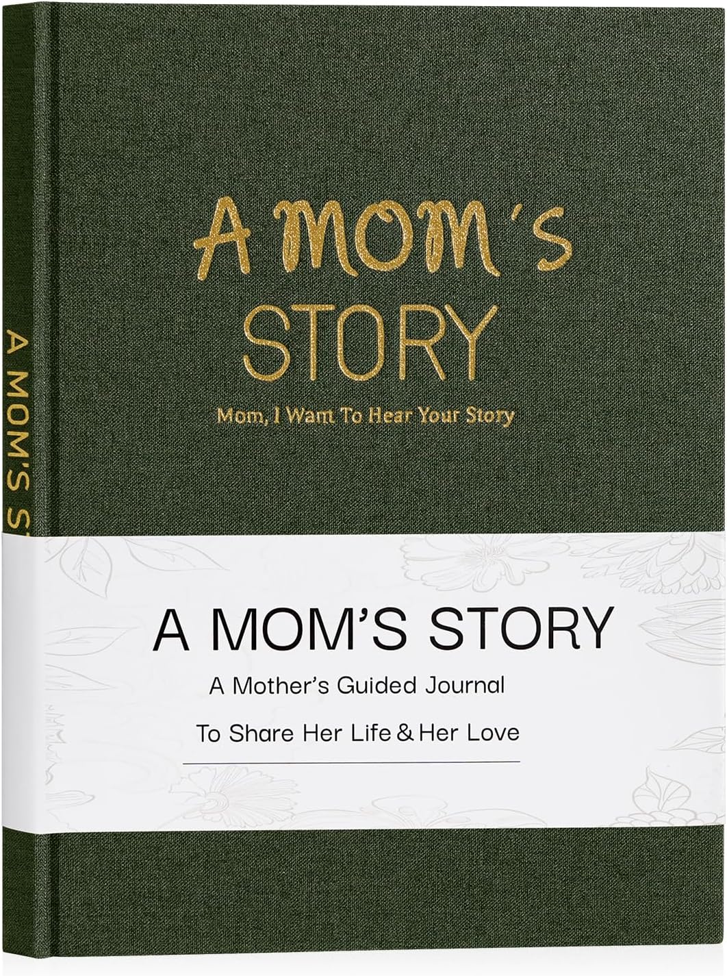 Artmag Mom's Life Story Journal Family Keepsake Book Linen Hardcover for Mom to Share Her Memories, with 250+ Prompt Questions Book Gift for Birthday Mother's Day Christmas (Dark Green)