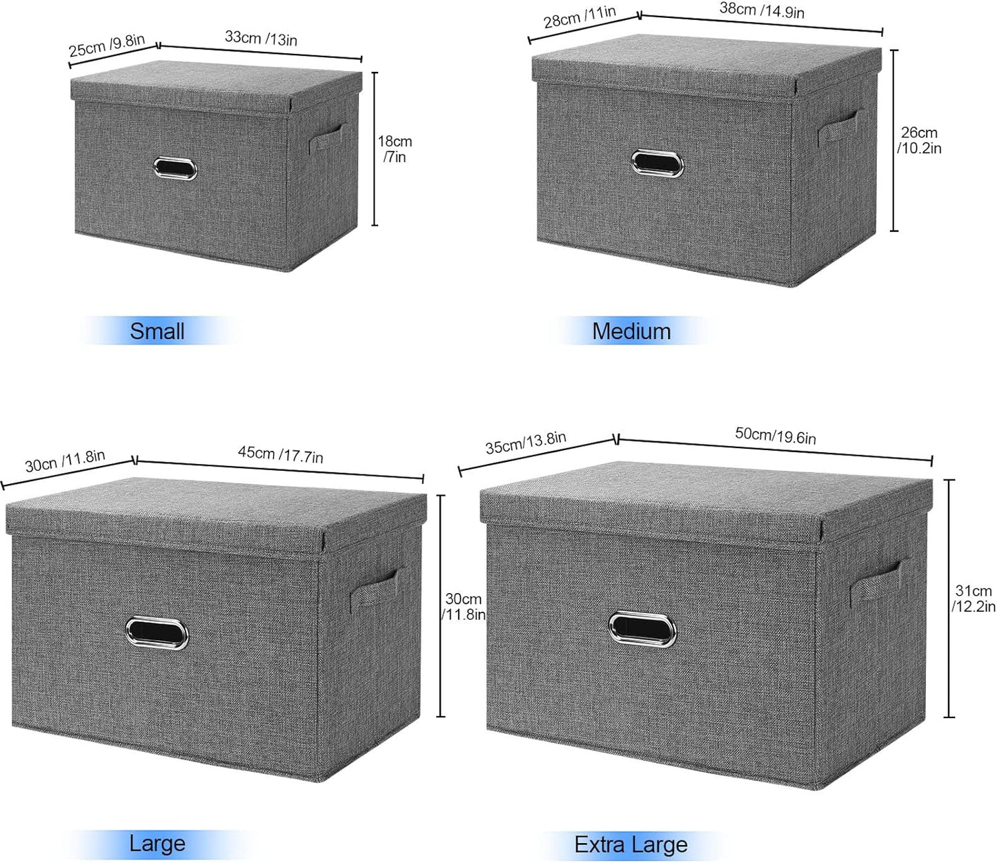 Large Linen Fabric Foldable Storage Bins with Removable Lid and Handles, Washable Storage Box Organizer Containers Baskets Cube with Cover for Bedroom,Closet,Office (Green, Extra Large)