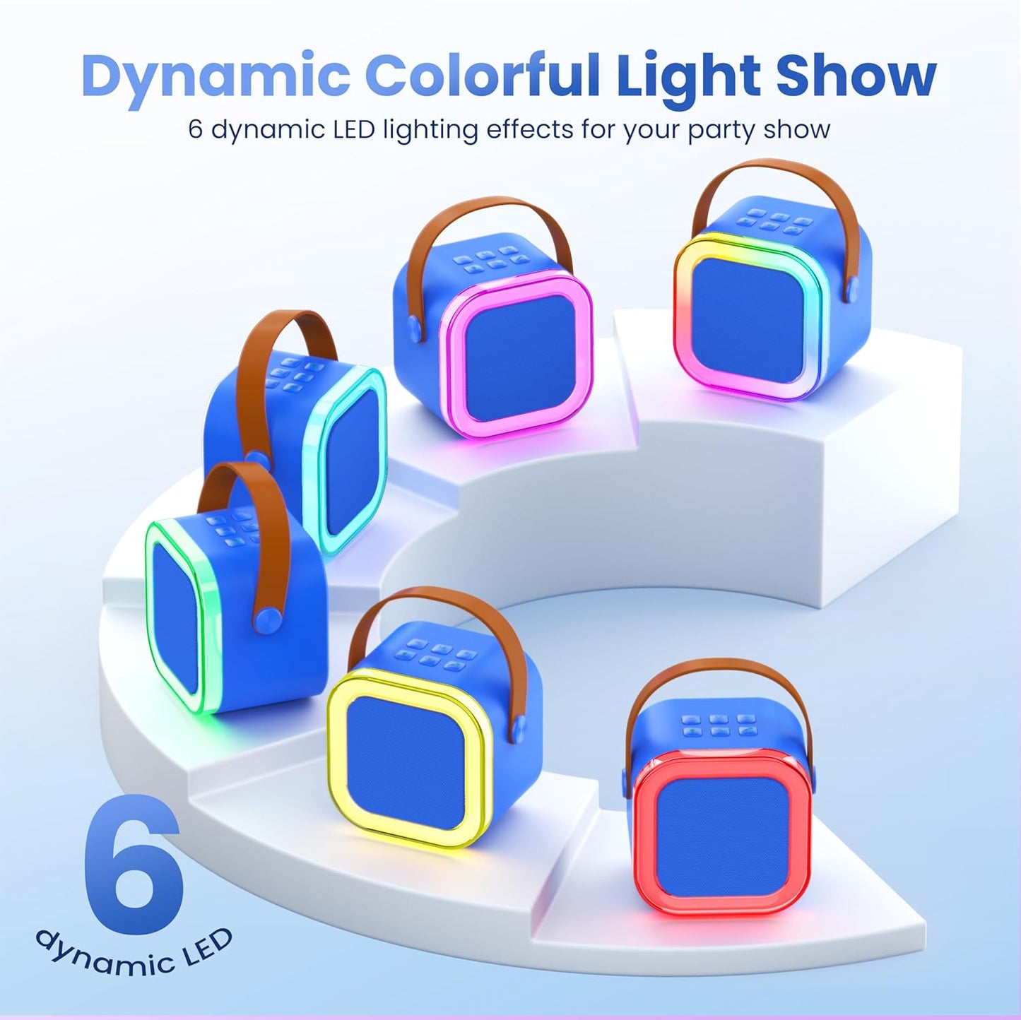 Karaoke Machine for Kids Adults, Portable Bluetooth Mini Karaoke Microphone Singing Speaker Karaoke Player with 2 Wireless Mic, for All Smartphones,Birthday, Family,Home Party(Deep Blue)