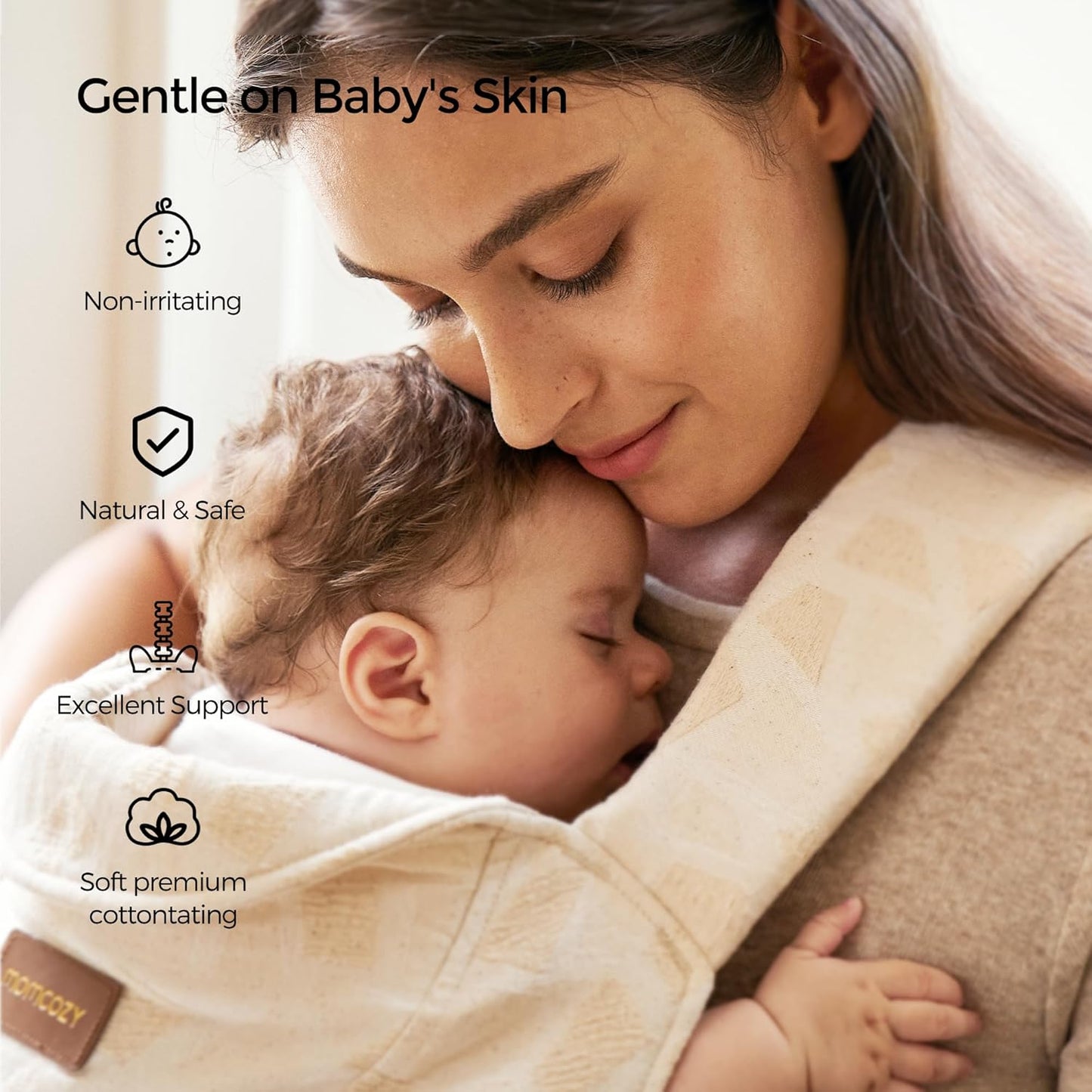 Momcozy Newborn Carrier WeeSnug - Lightweight and Cozy Comfort for 7-25 lbs, Ergonomic Cross-Back Support, Jacquard Weave, Hands-Free Baby Carrier with Lumbar Support, Geometry